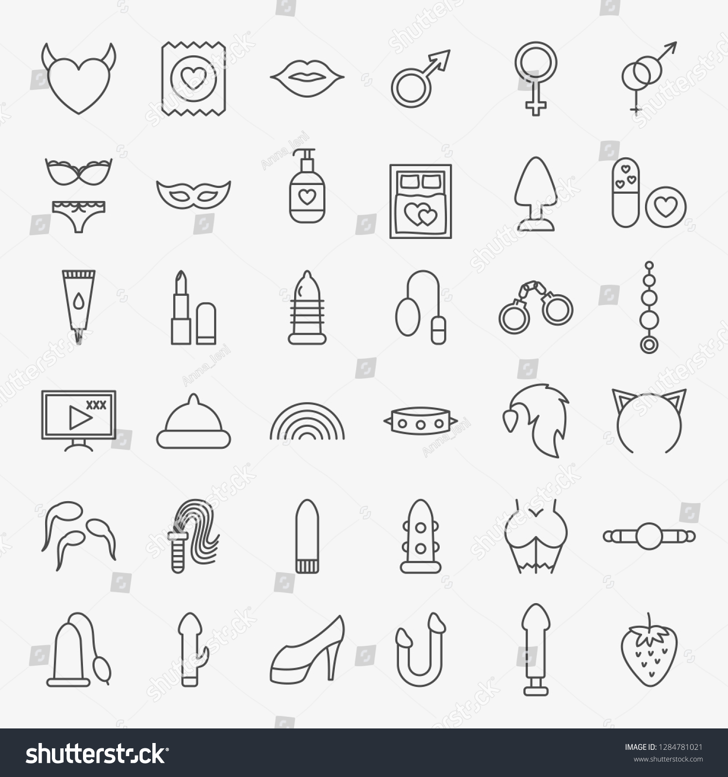 Sex Shop Line Icons Set Vector Stock Vector Royalty Free 1284781021 Shutterstock 5472