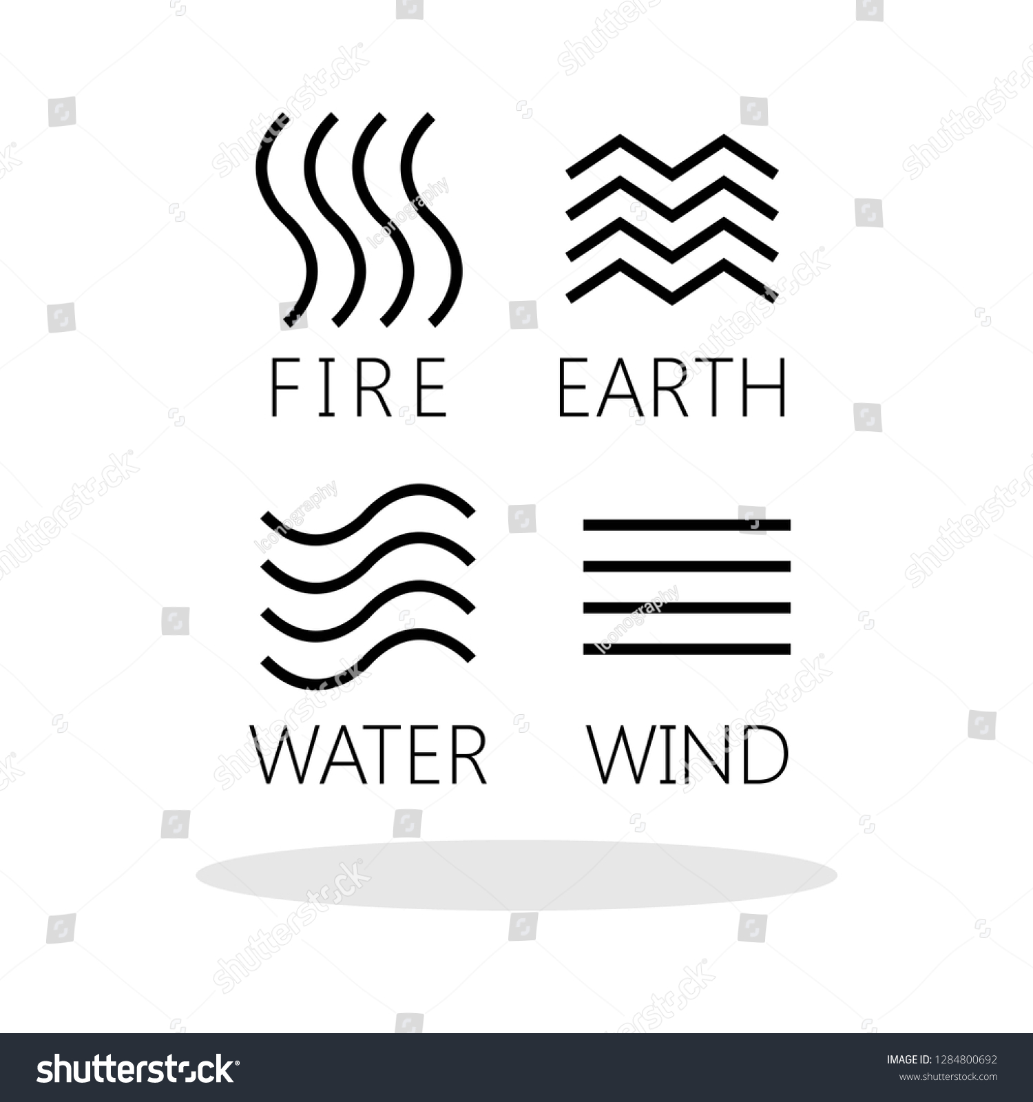 Four Elements Icons Flat Style Fire Stock Vector (Royalty Free ...