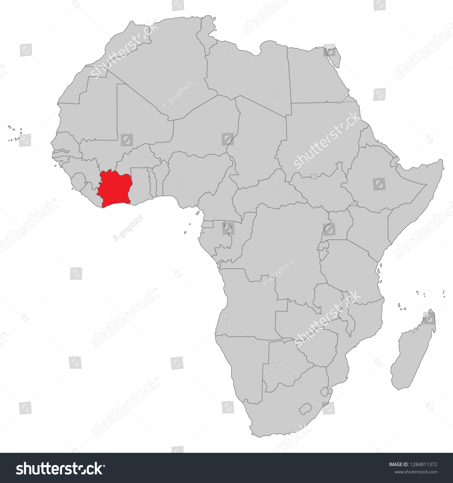 Africa Political Map Africa Stock Vector (Royalty Free) 1284811372 ...