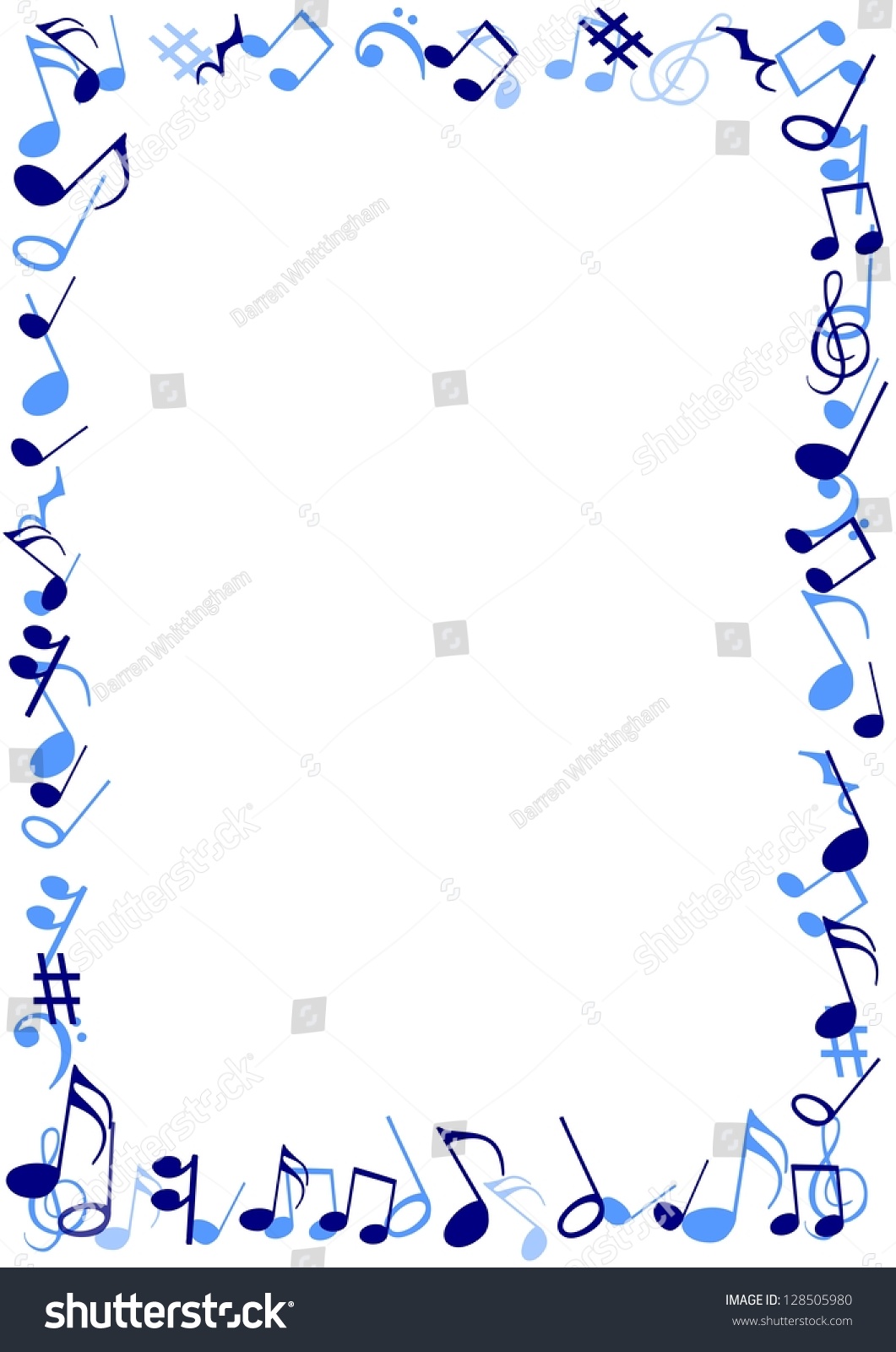 Illustration Frame Made Blue Musical Notes Stock Illustration 128505980 ...