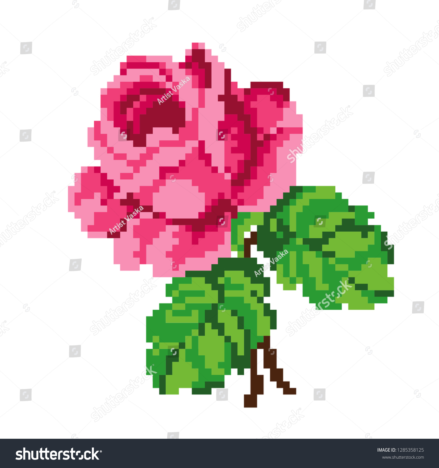 8 Bit Pixel Pink Rose Vector Stock Vector (Royalty Free) 1285358125 ...