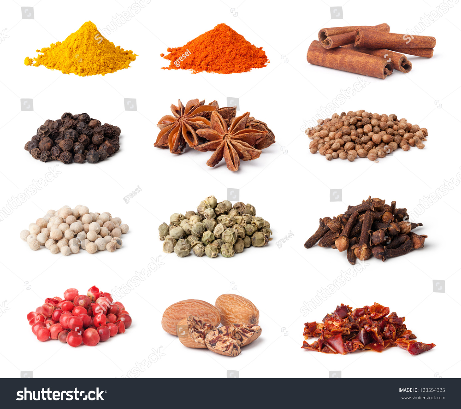 Spice Collection Isolated On White Background Stock Photo 128554325 ...