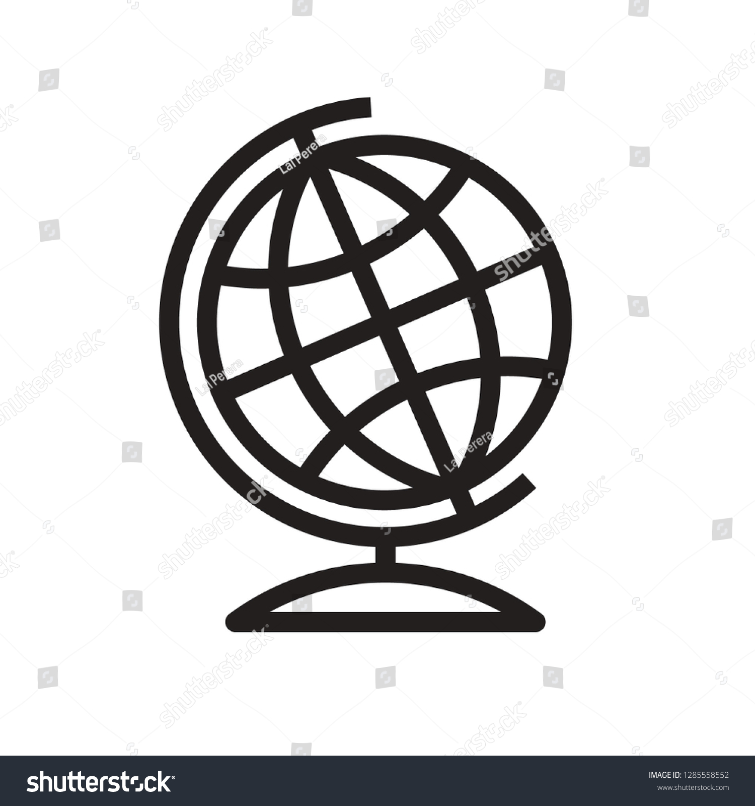 Black White Globe Icon Isolated On Stock Vector (Royalty Free ...