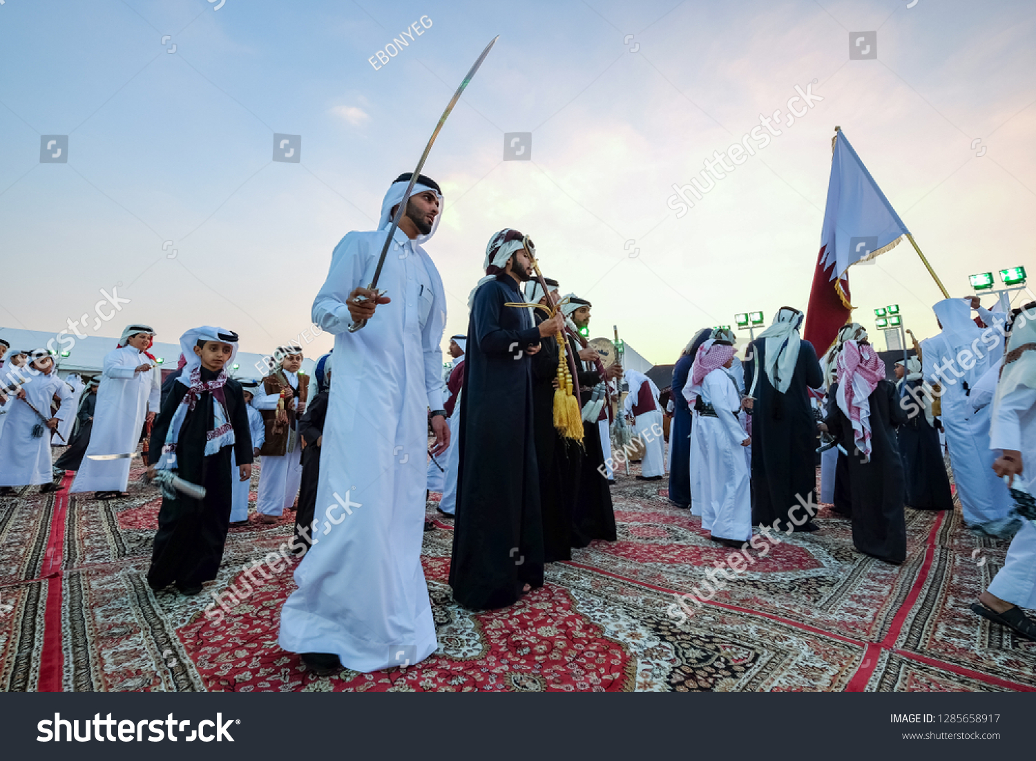 Group Boys Young People Dancing Swords Stock Photo 1285658917 ...