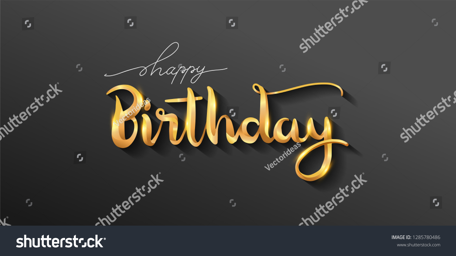 Happy Birthday Lettering Text Banner Gold Stock Vector (Royalty Free ...