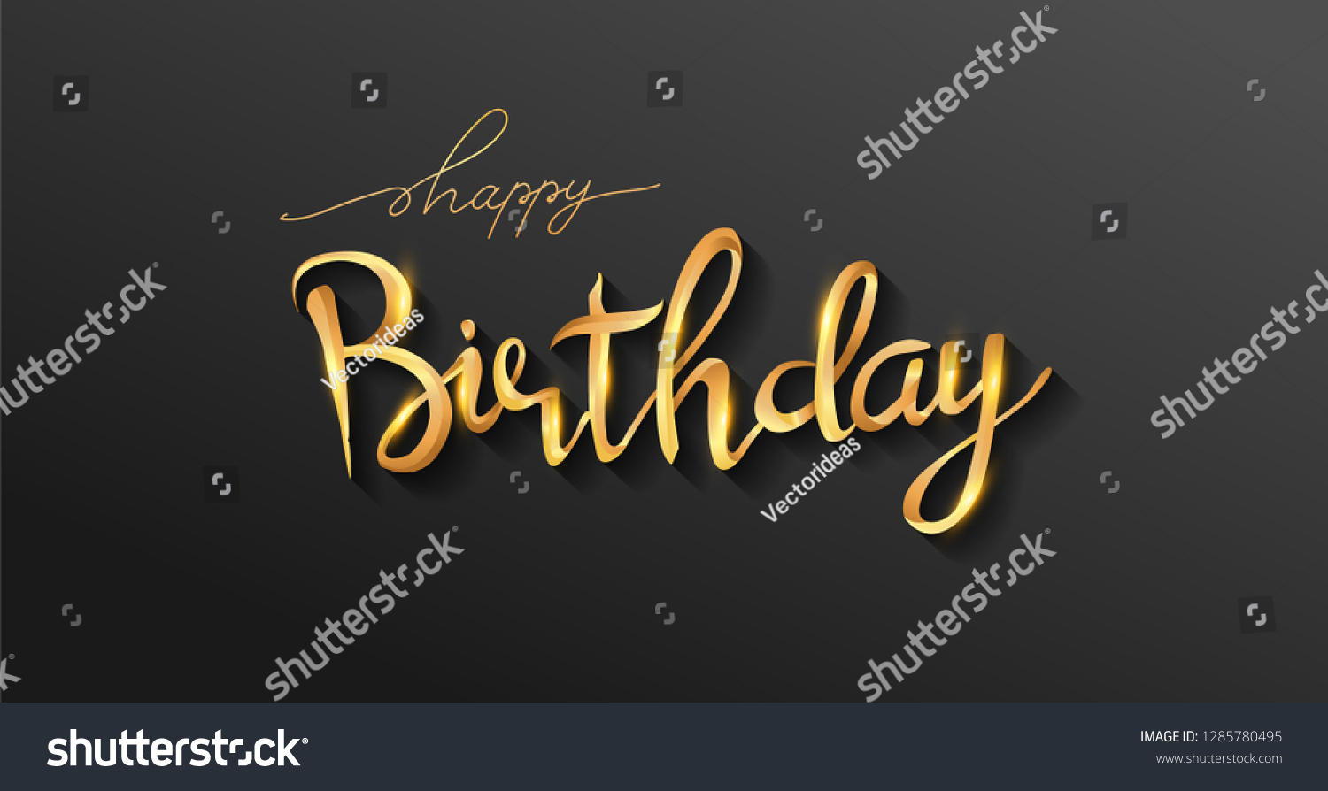 Happy Birthday Lettering Text Banner Gold Stock Vector (Royalty Free ...