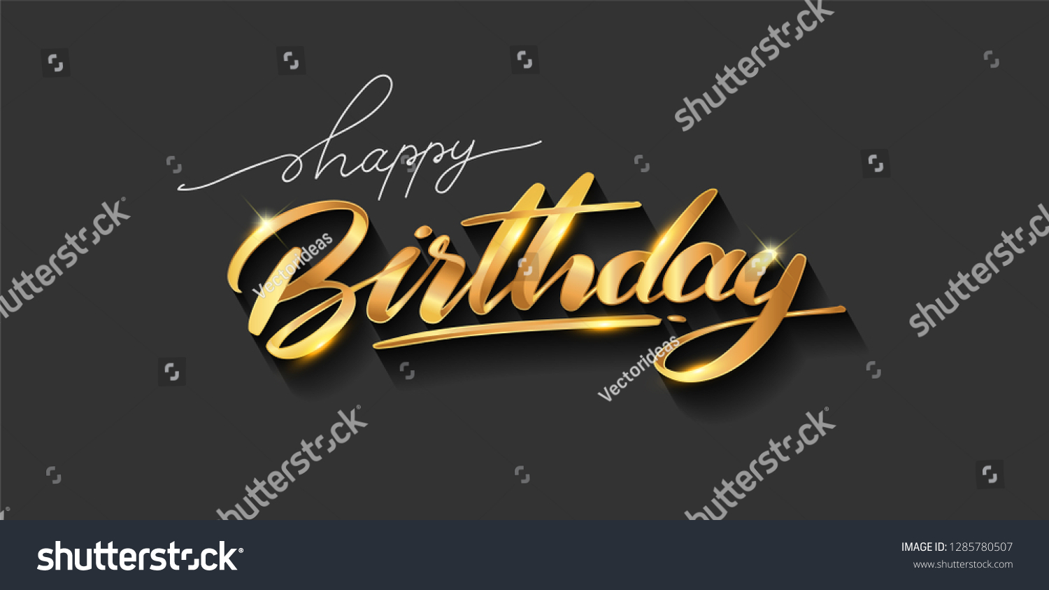 Happy Birthday Lettering Text Banner Gold Stock Vector (Royalty Free ...