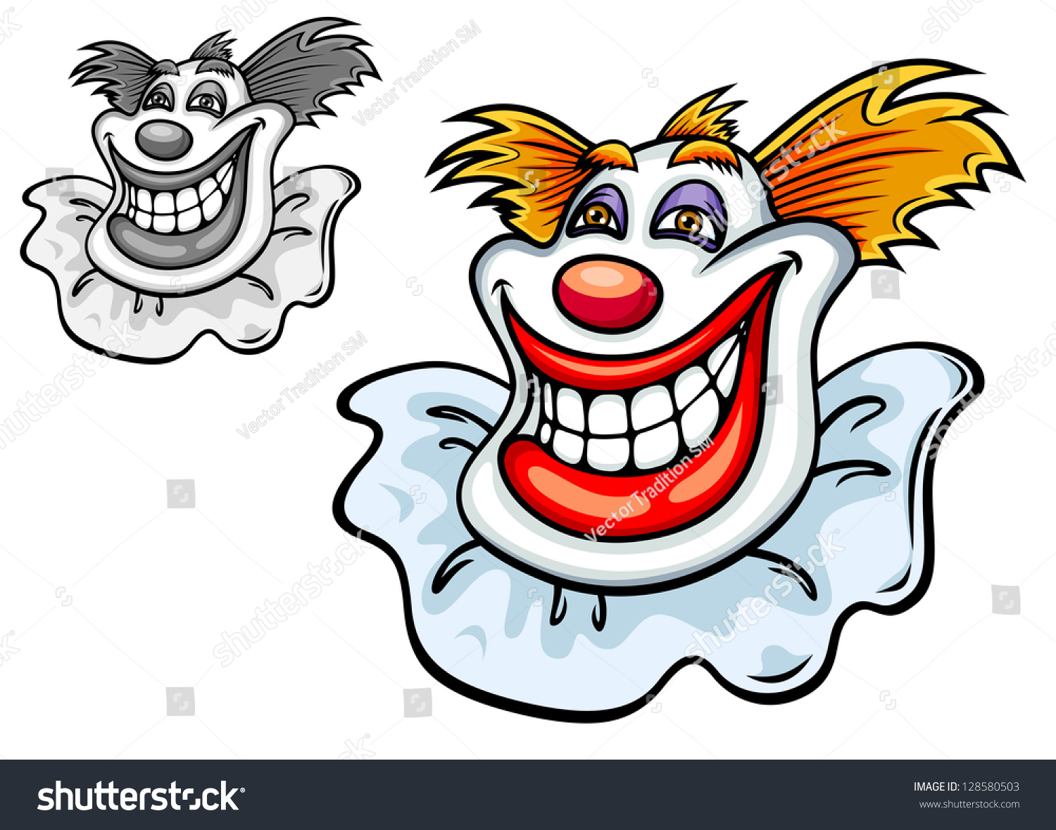 Happy Grinning Clowns Face Big Toothy Stock Vector (Royalty Free ...