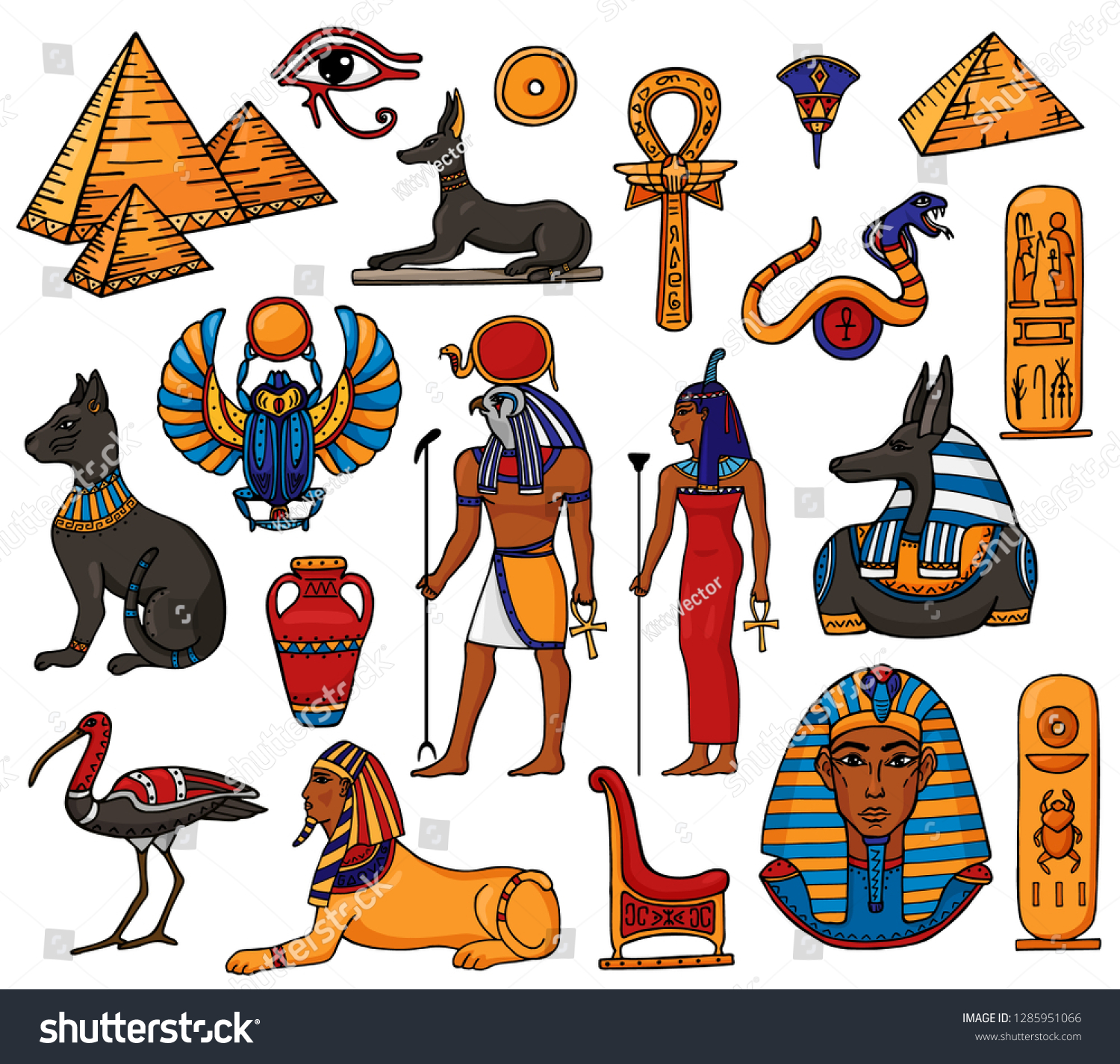 Egyptian Vector Pharaoh Character Ancient Man Stock Vector (Royalty ...