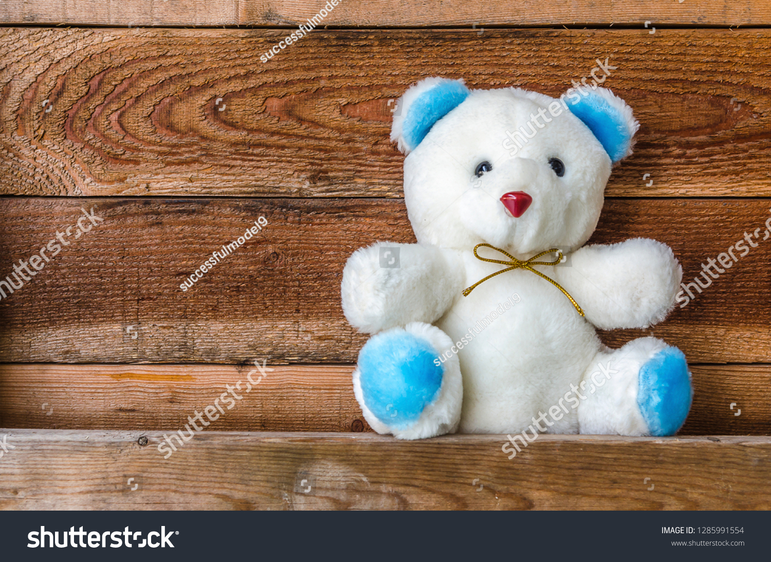 white blue teddy bear