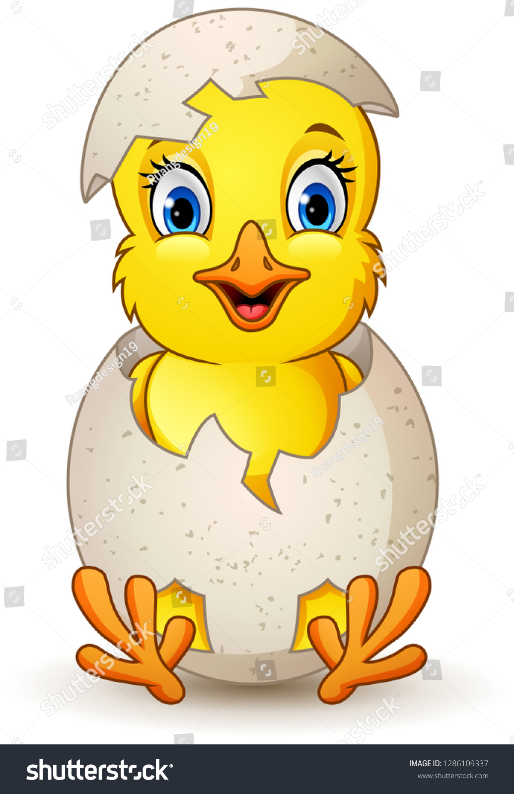 Цыпленок вылупившийся из яйца мультяшка