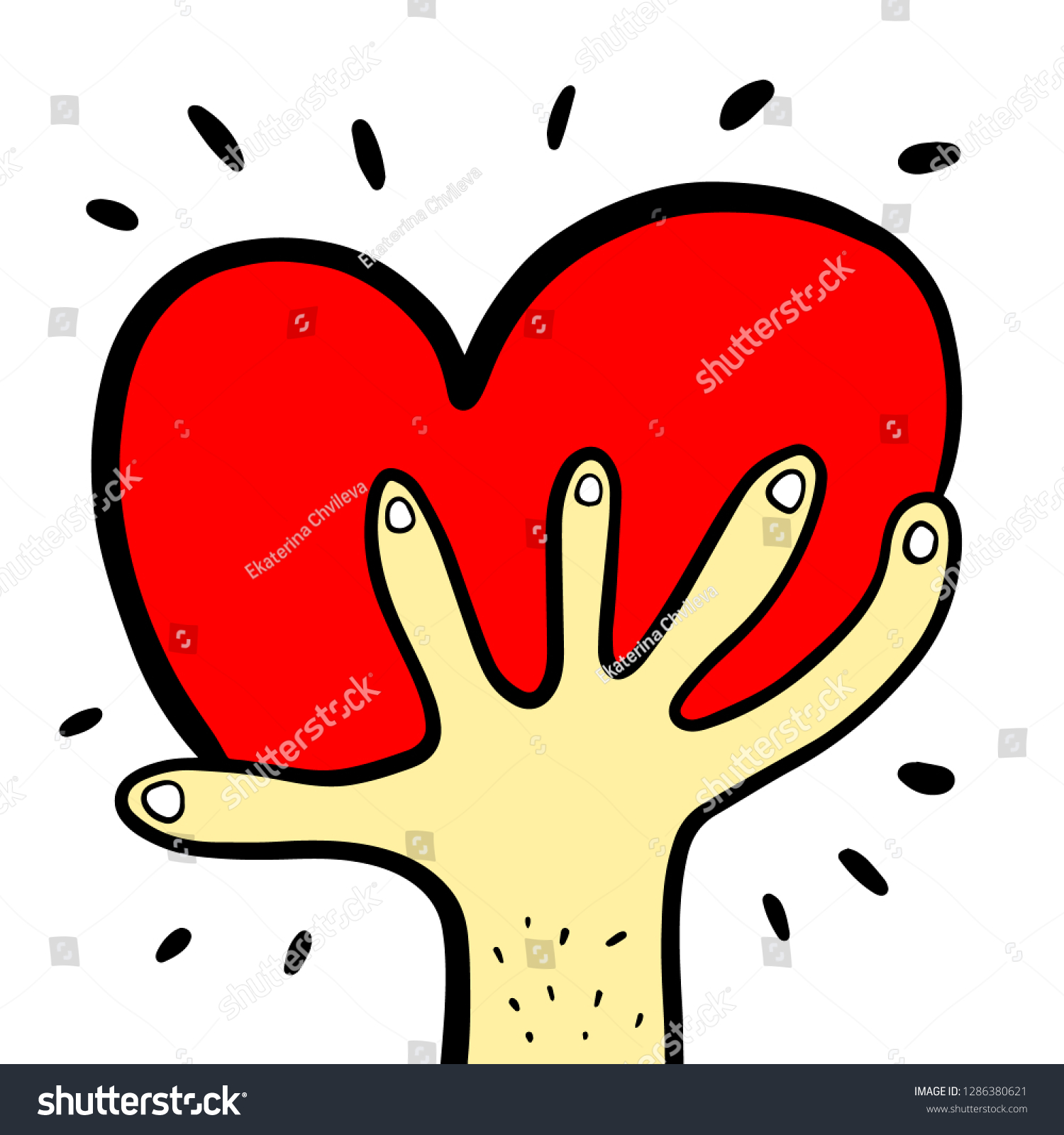 Big Heart Hand Drawn Illustration Cartoon Stock Vector (Royalty Free ...