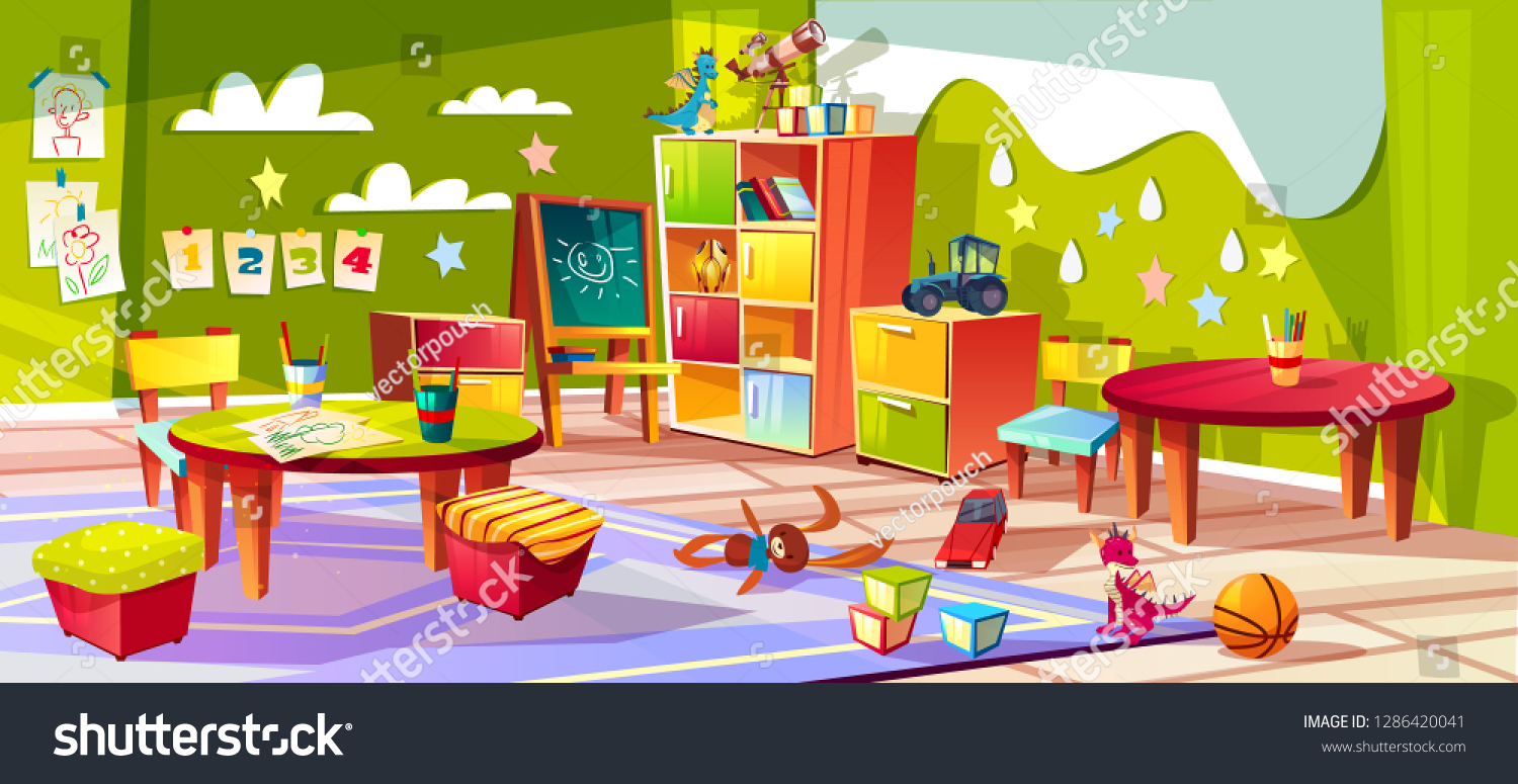 Kindergarten Kid Room Interior Illustration Empty Stock Illustration ...