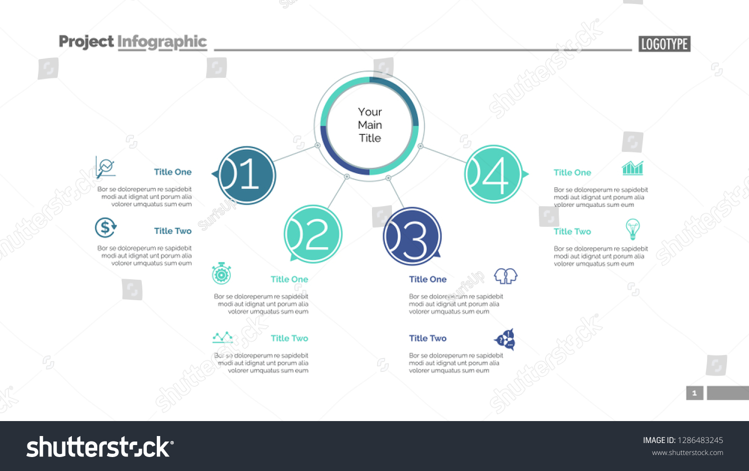 Four Points Process Chart Slide Template Stock Vector (Royalty Free ...