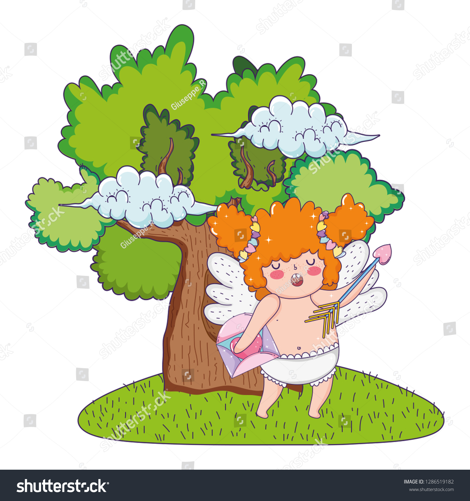 Cute Cupid Chubby Girl Arrow Stock Vector Royalty Free 1286519182 Shutterstock 1077