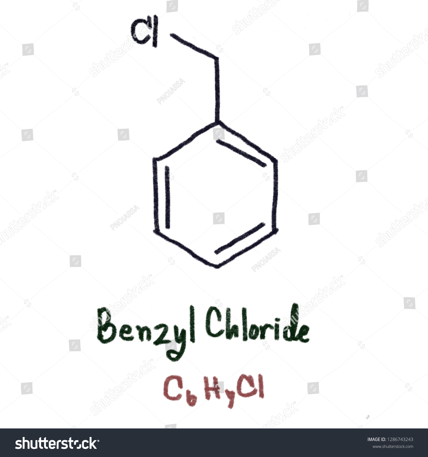 Benzyl Chloride Organic Compound Formula C6h5ch2cl Stock Illustration 1286743243 Shutterstock 2637