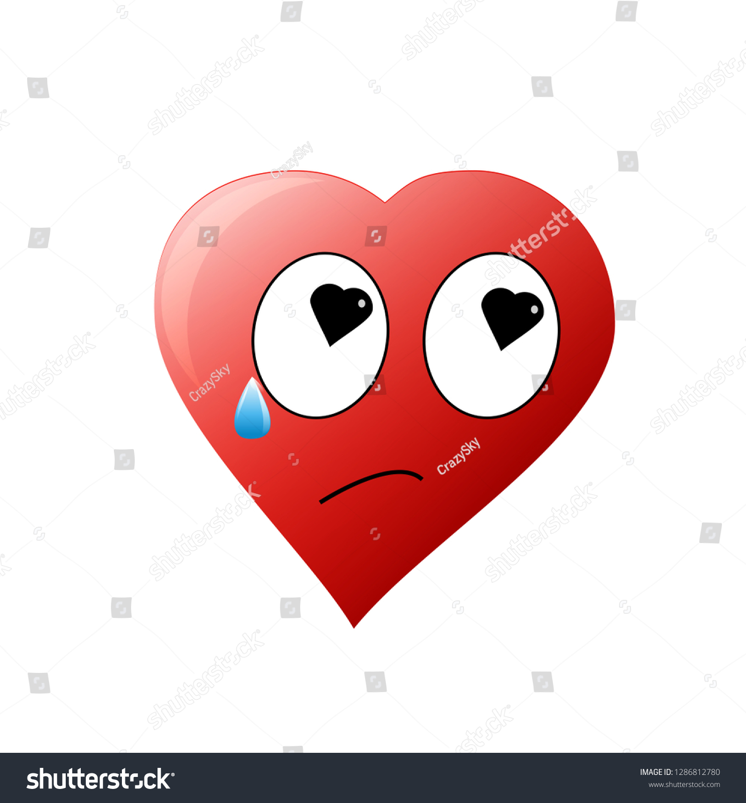 Cry Heart Icon Emoji Sad Vector Stock Vector (Royalty Free) 1286812780 ...