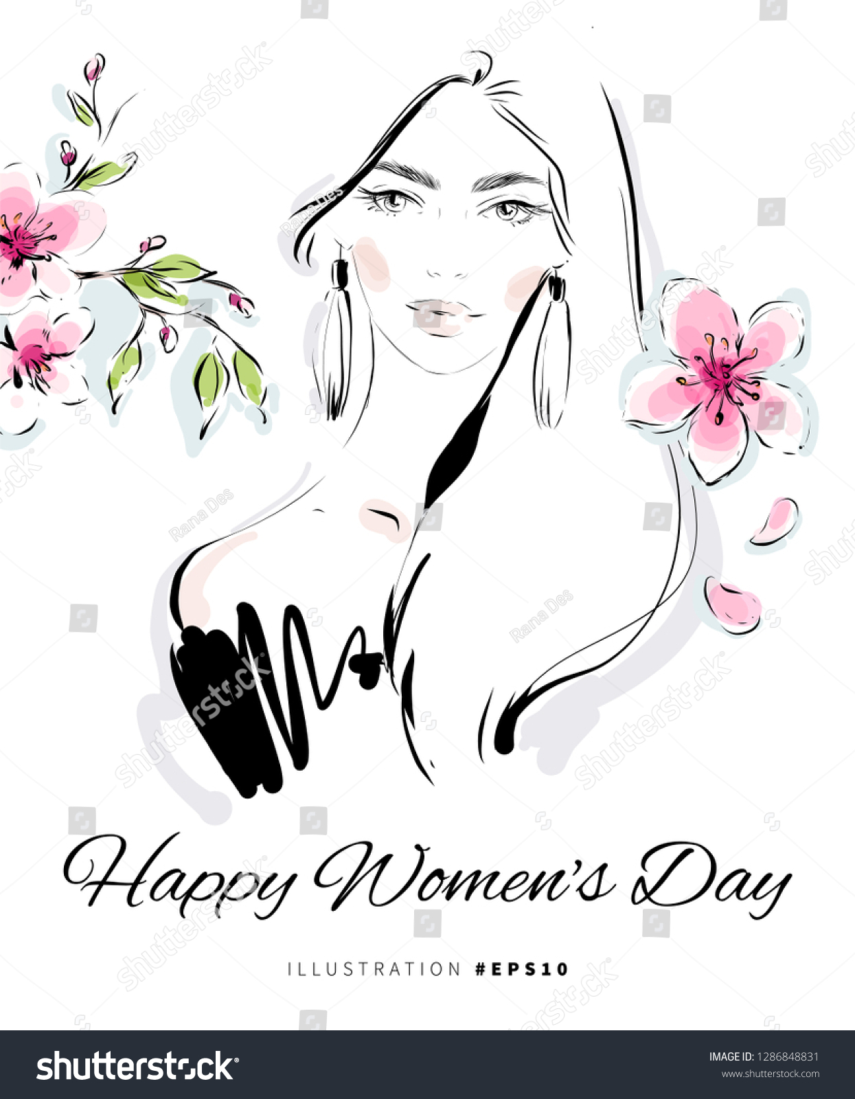 Happy Womens Day Greeting Card Design Stock Vector (Royalty Free ...