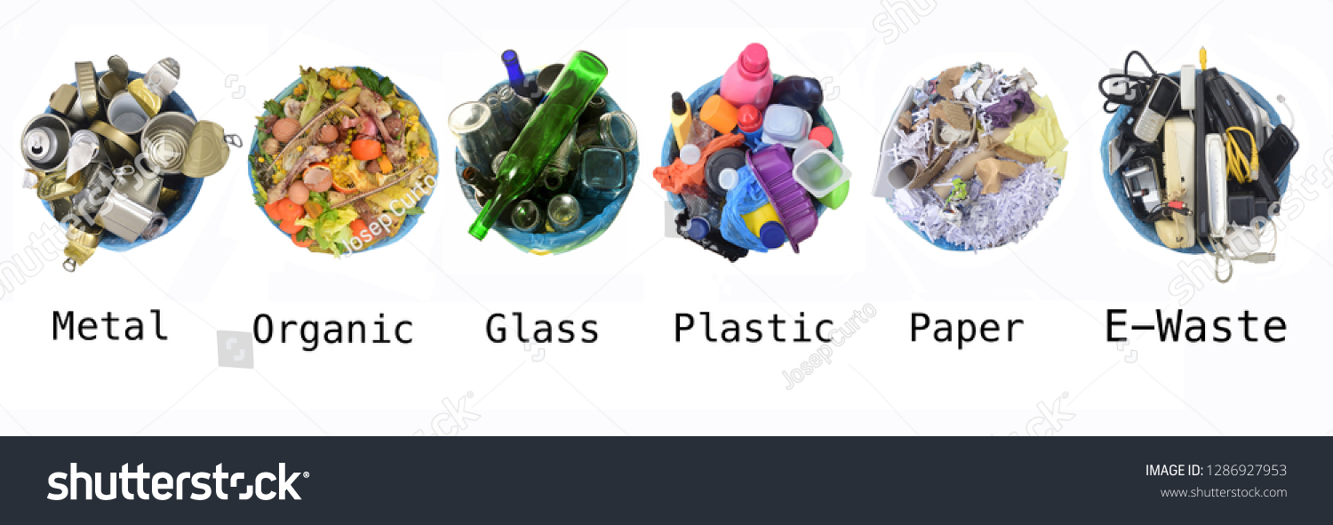 Recycle Cans Compost Glass Plastic Paper Stock Photo 1286927953 ...