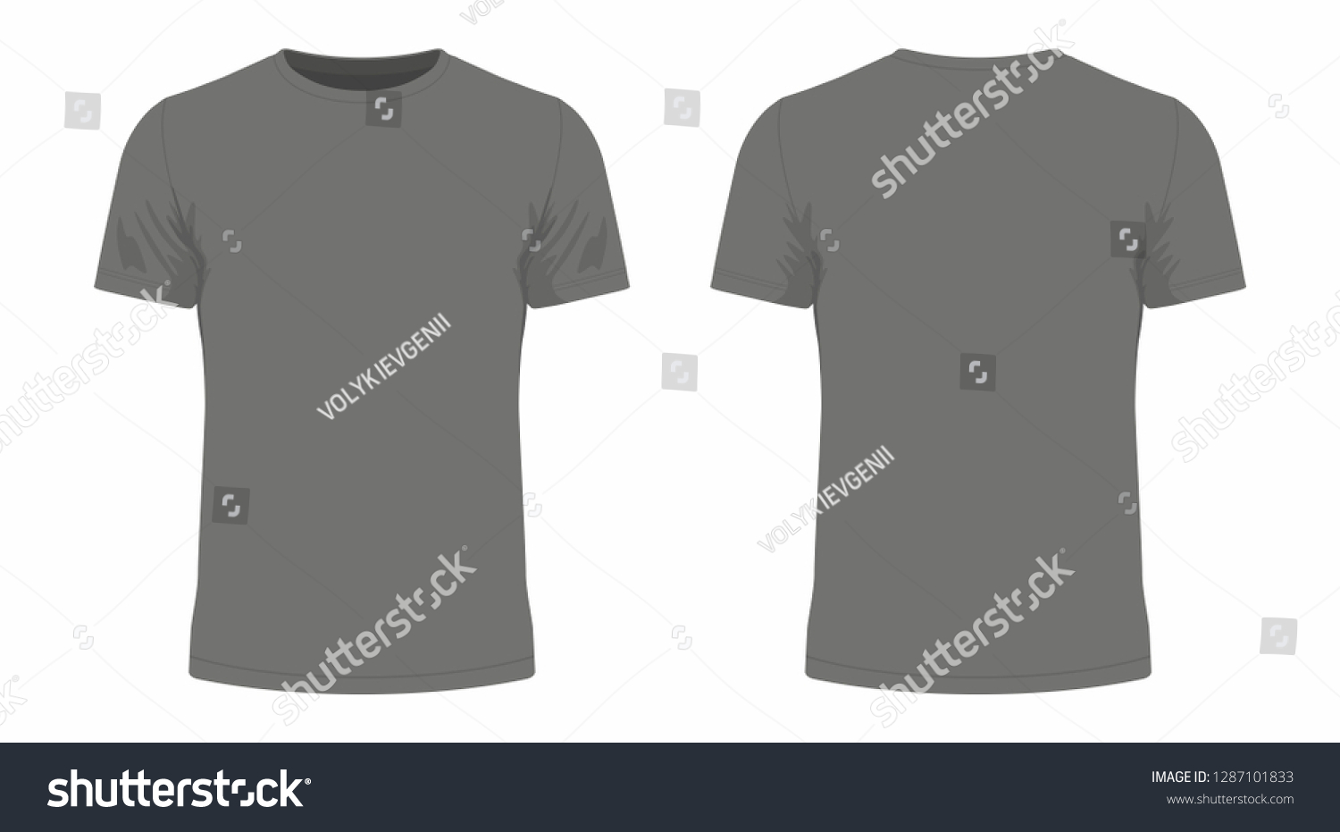 Front Back Views Mens Black Tshirt Stock Illustration 1287101833 ...