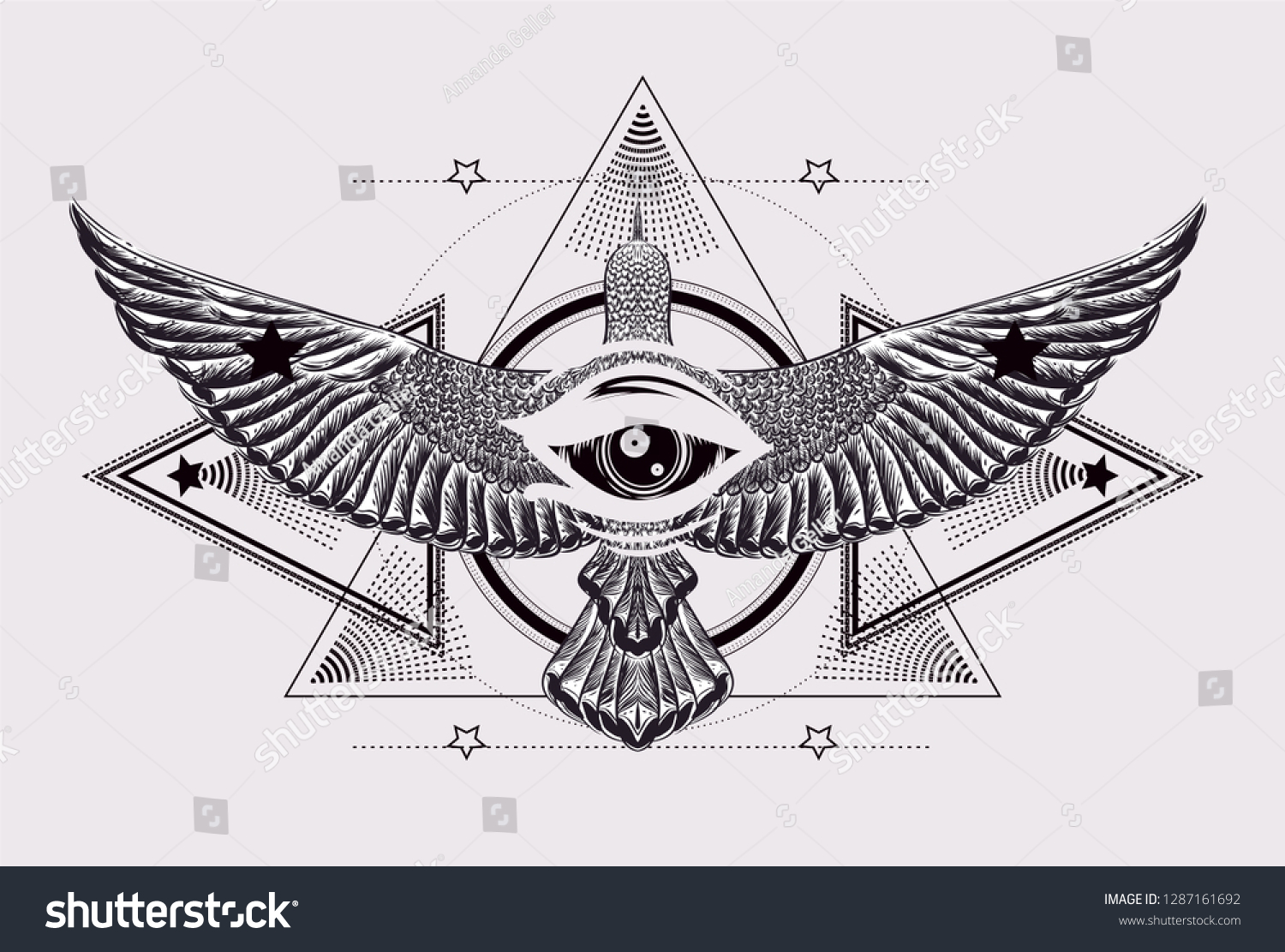 Abstract Geometric Pattern Sacred Geometry Flying Stock Vector (Royalty ...