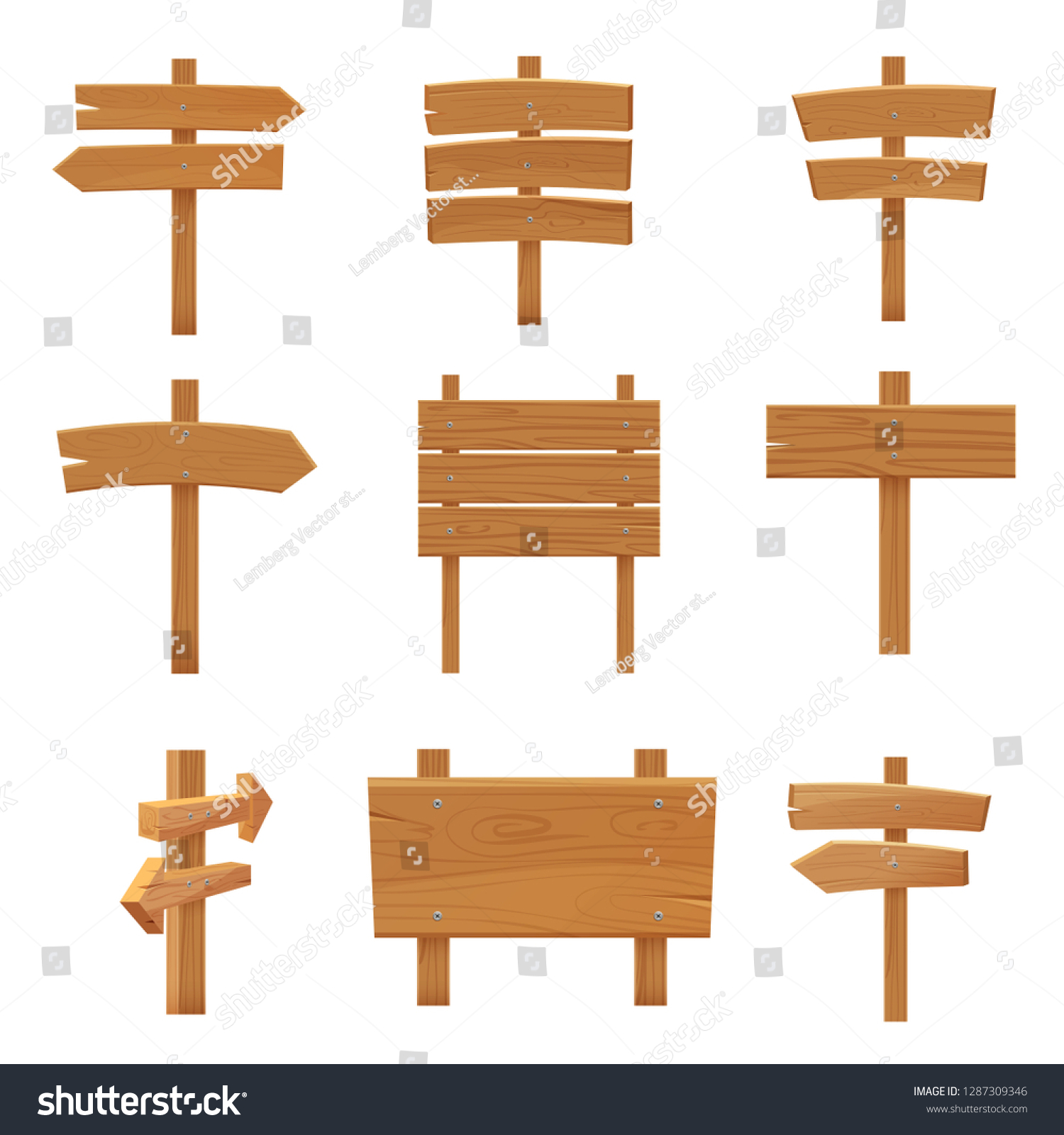 Wooden Pointers Signboards Set Cartoon Vector Stock Vector (Royalty ...