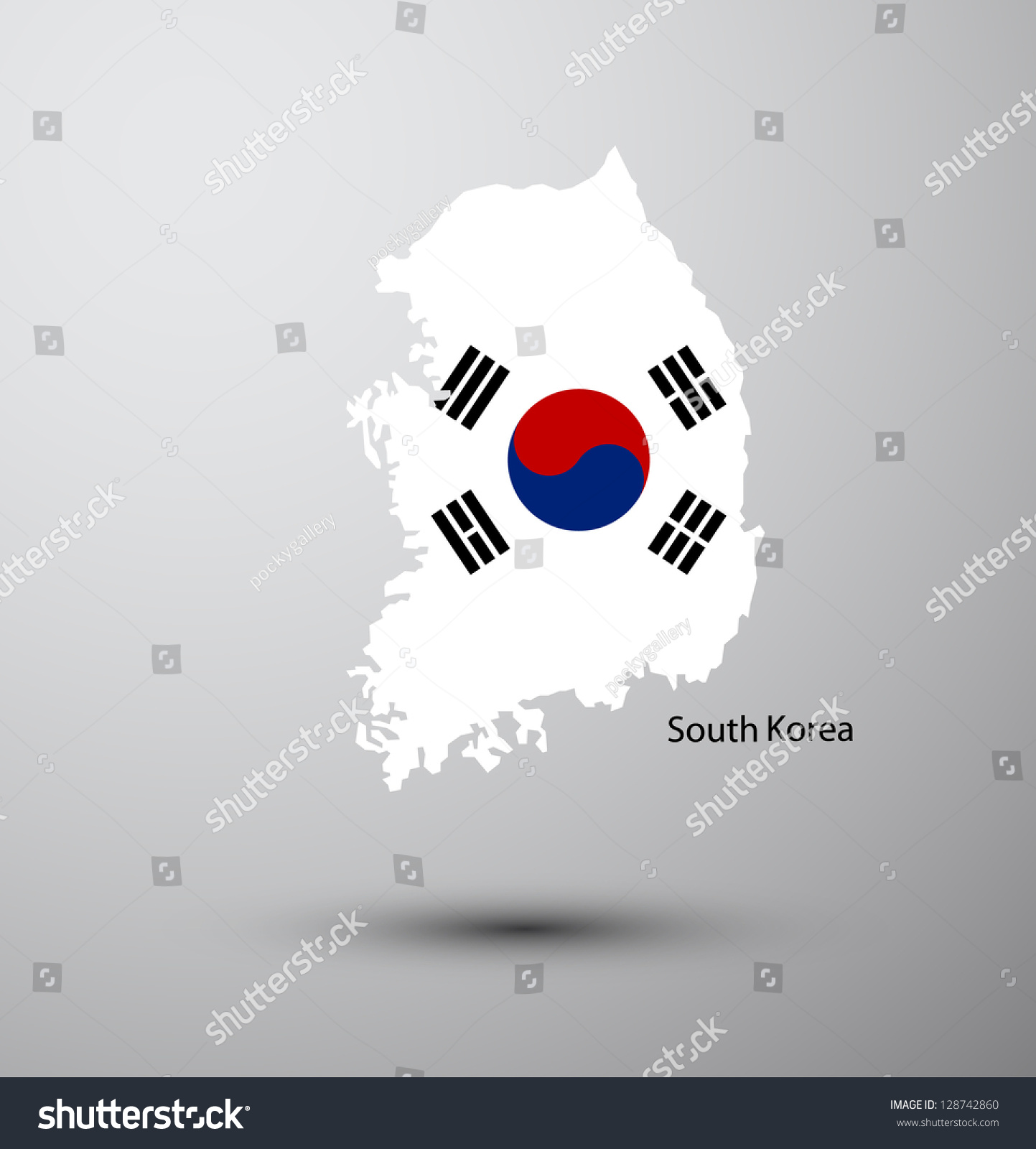 Южная Корея флаг на карте