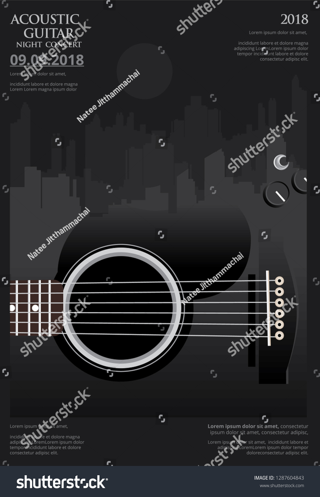 Guitar Concert Poster Background Template Vector 스톡 벡터로열티 프리 1287604843 Shutterstock 2358