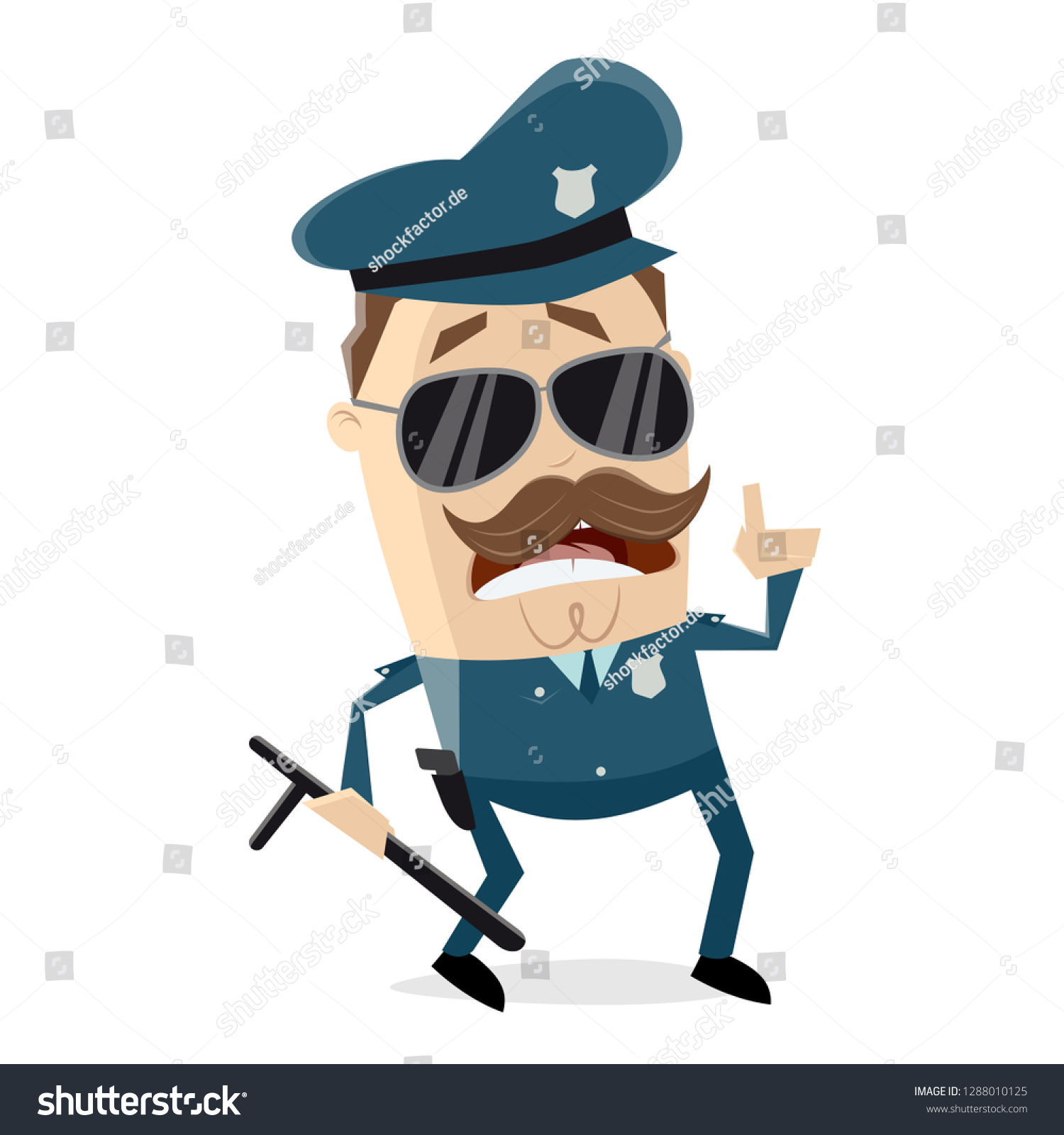 Funny Cartoon Policeman Truncheon Giving Important Stock Vector ...