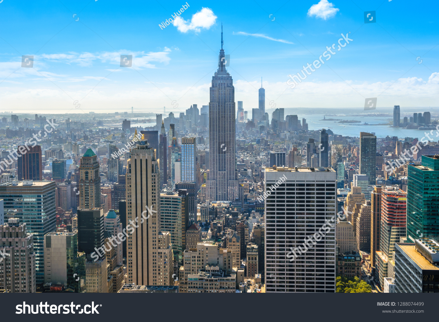 Beautiful Skyline Midtown Manhattan Rockefeller Observatory Stock Photo
