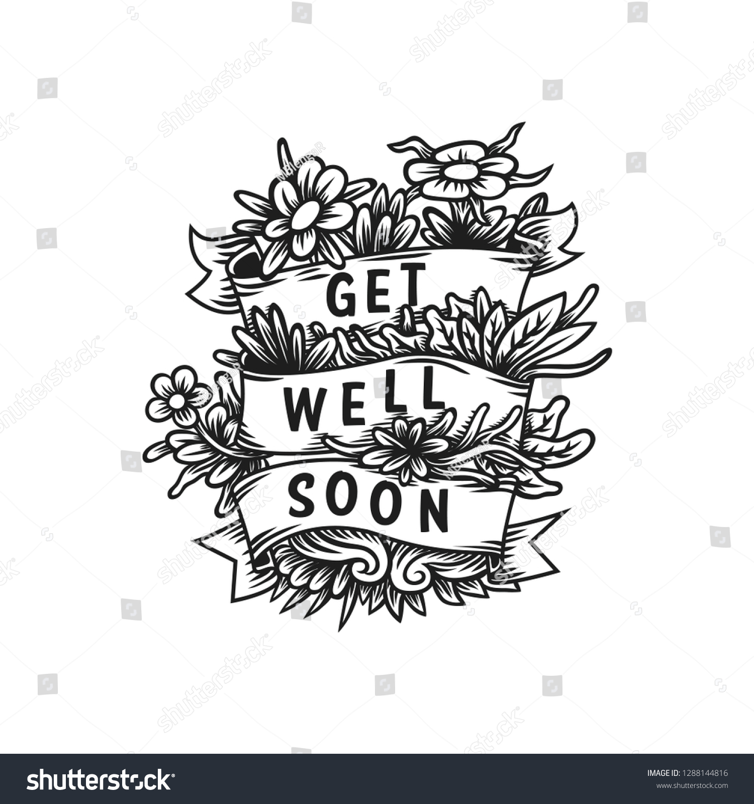 Get Well Soon Card Drawing Stock Vector (Royalty Free) 1288144816