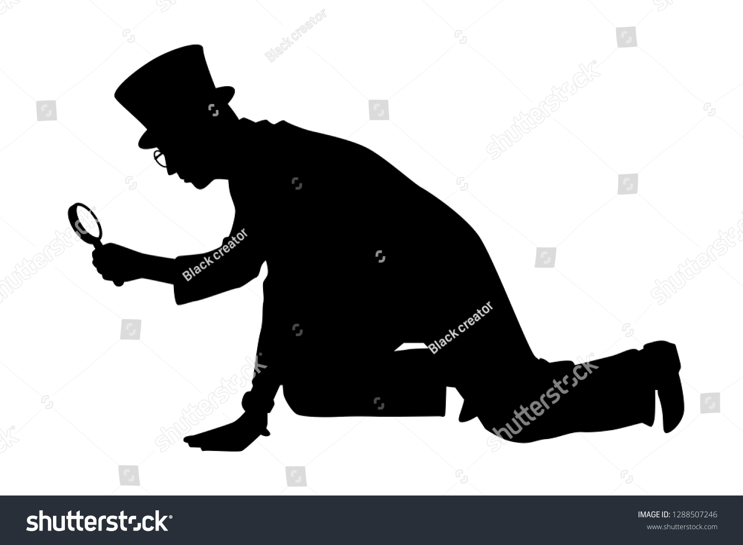 Spy Man Magnifying Glass Silhouette Vector Stock Vector (Royalty Free ...