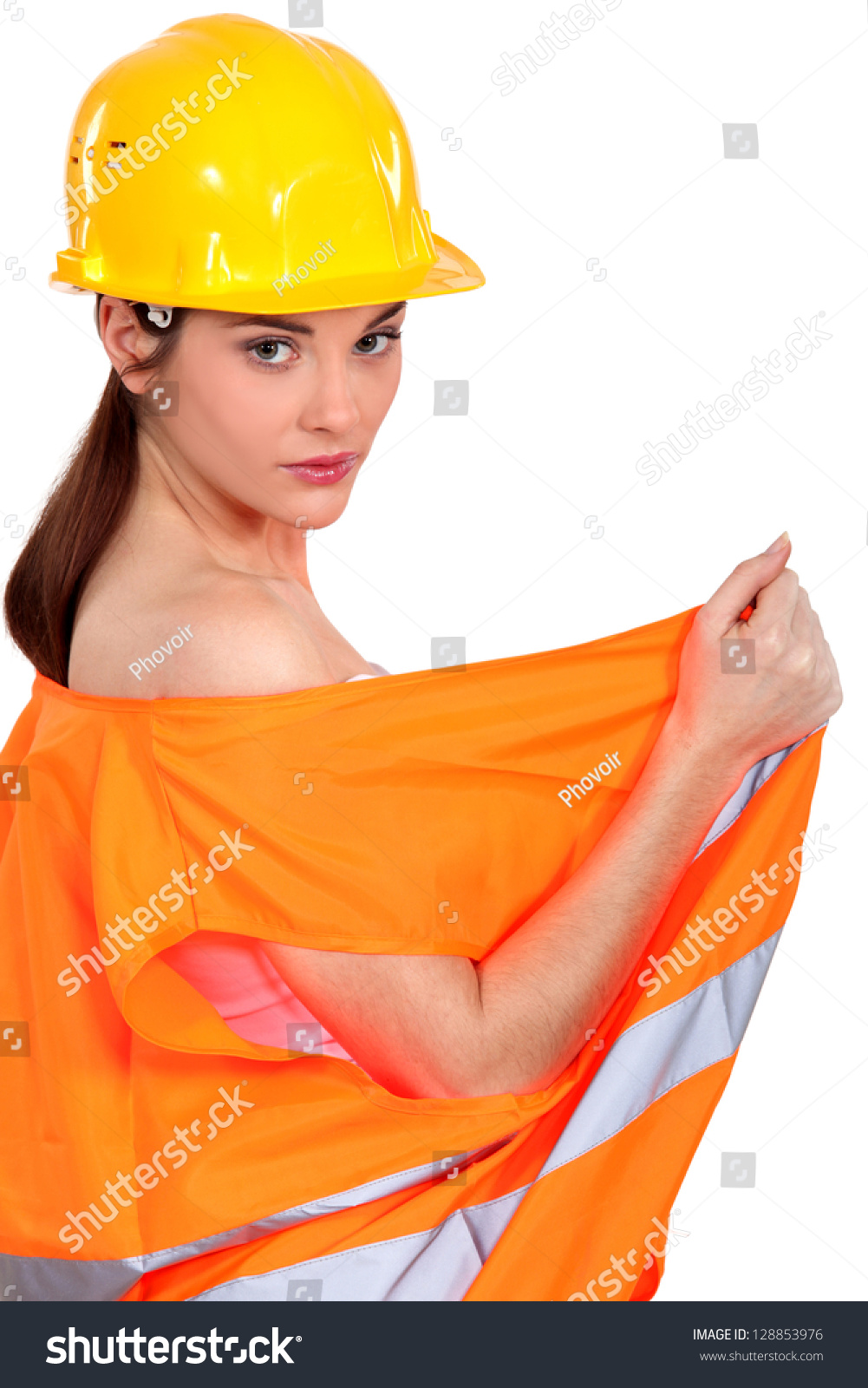 sexy female construction worker undressing库存照片128853976 shutterstock