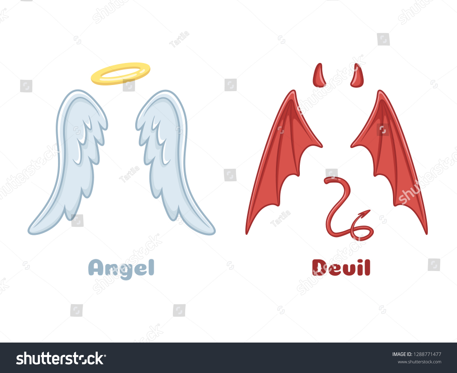 Angels Demons Wings Cartoon Evil Demon Stock Illustration 1288771477 ...