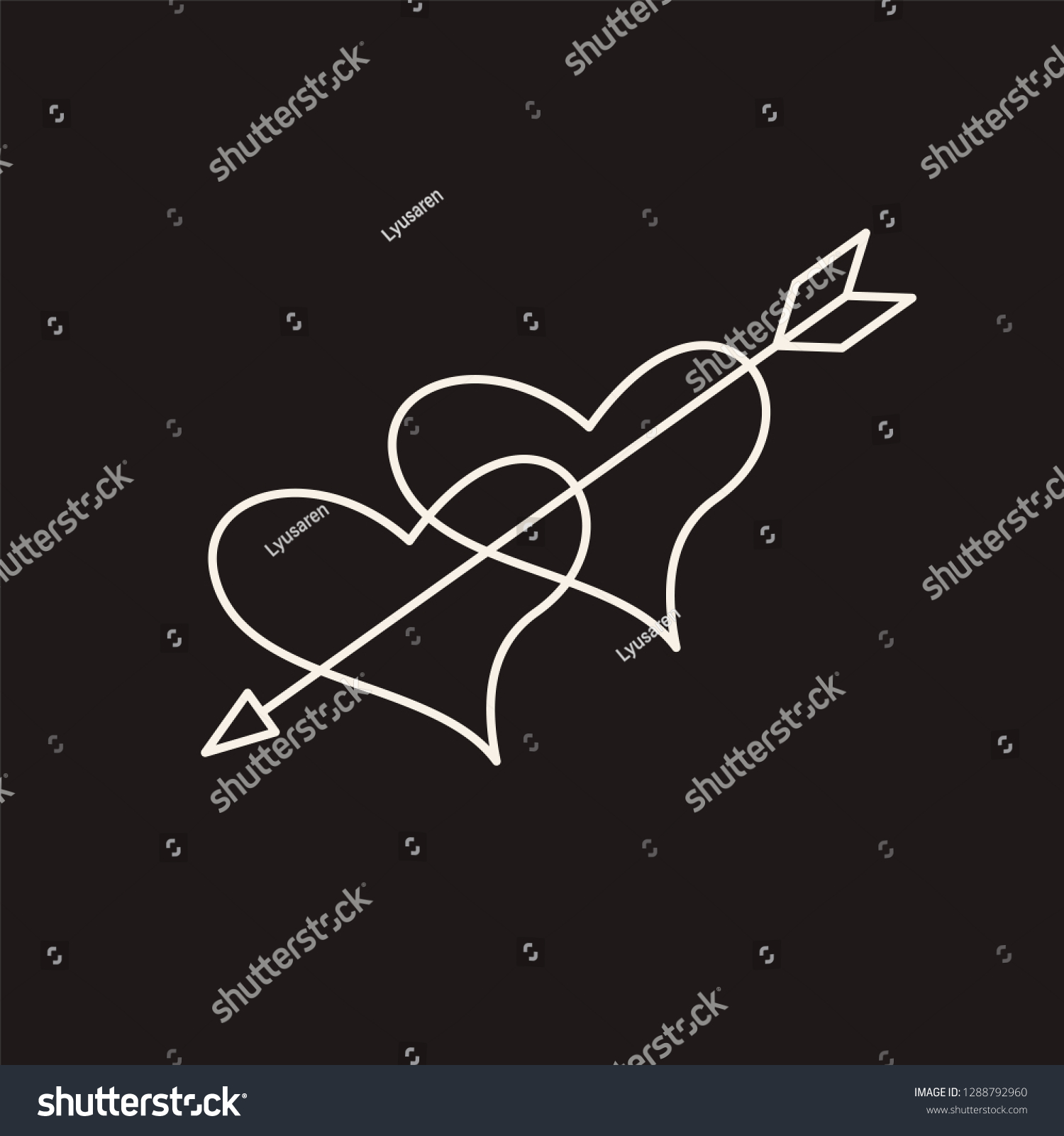 Two Hearts Pierced Arrow Vector Sketch Stock Vector Royalty Free 1288792960 Shutterstock