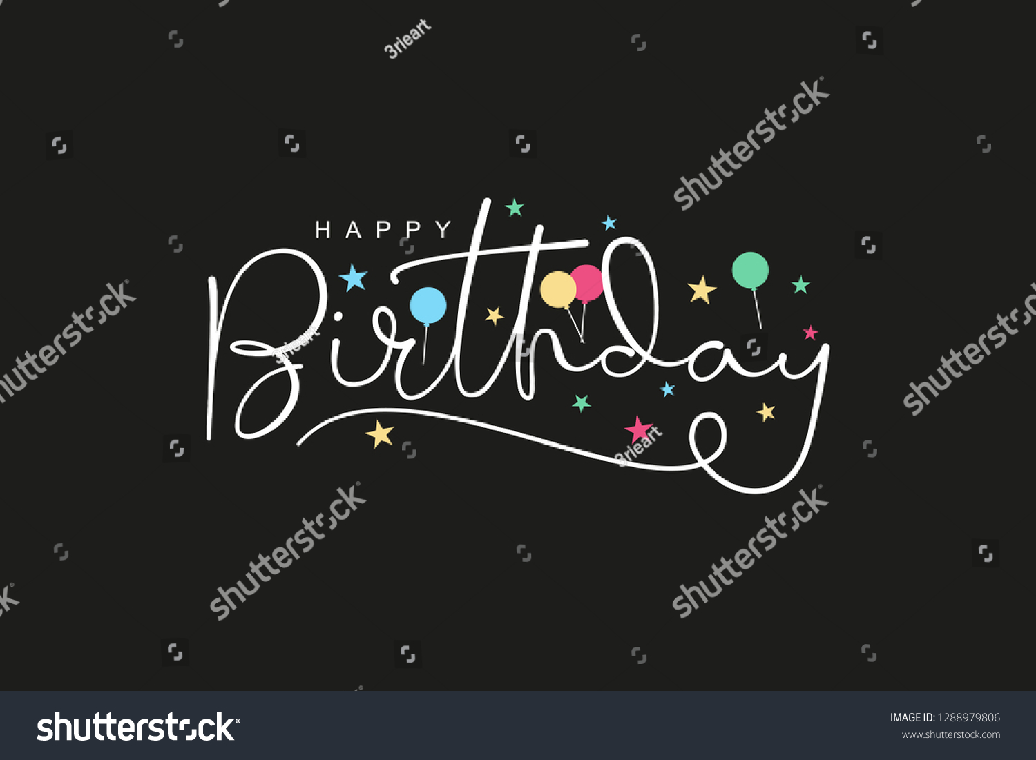 Isolated Modern Calligraphy Happy Birthday Black Stock Vector (Royalty ...