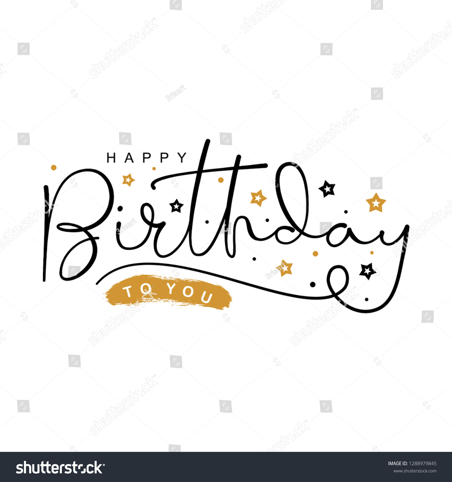 Isolated Modern Calligraphy Happy Birthday Black Stock Vector (Royalty ...