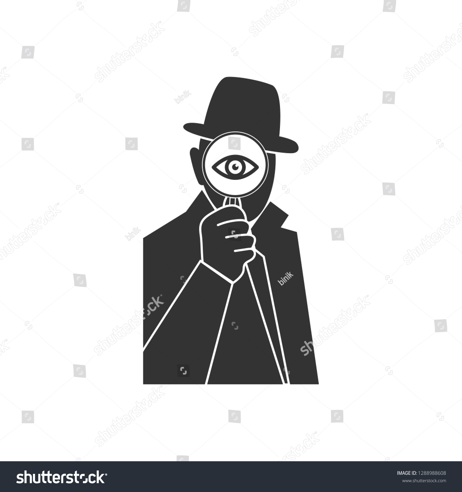 Detective Spy Man Magnifying Glass Vector Stock Vector (Royalty Free ...