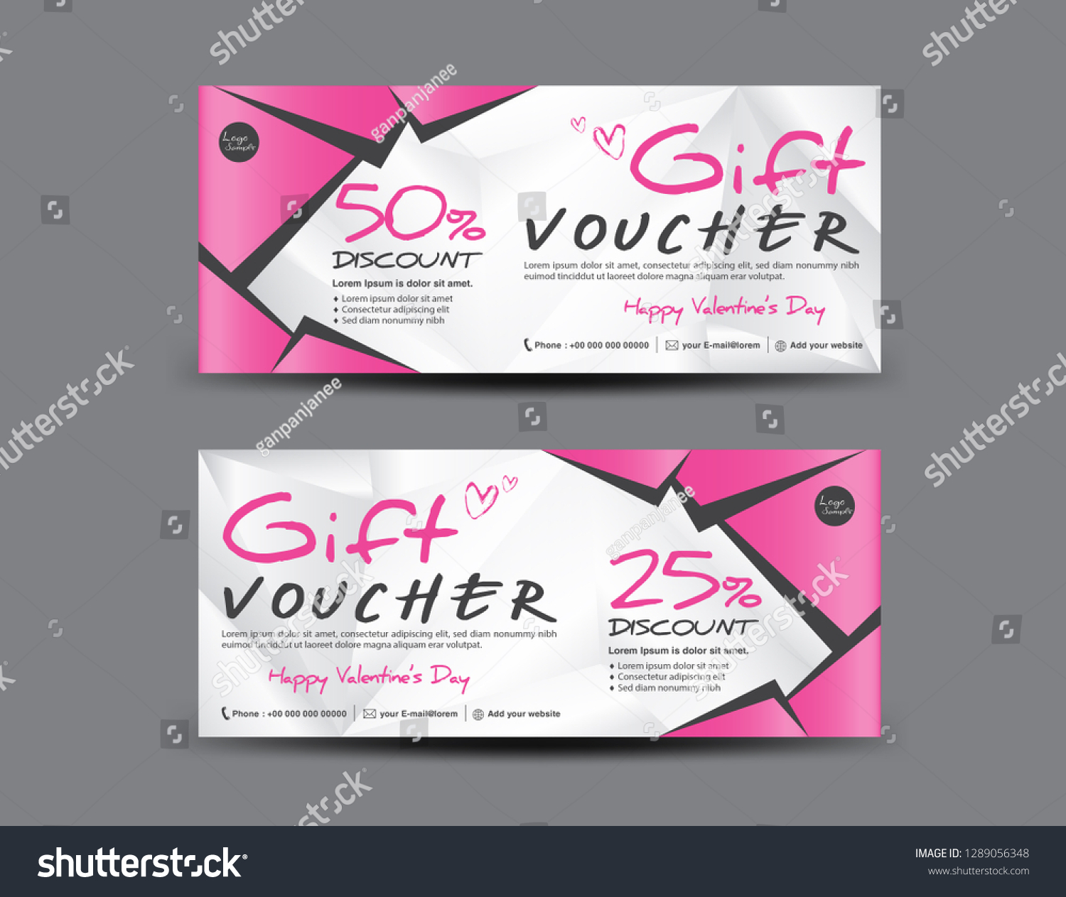 Pink Gift Voucher Template Coupon Design Stock Vector (Royalty Free ...