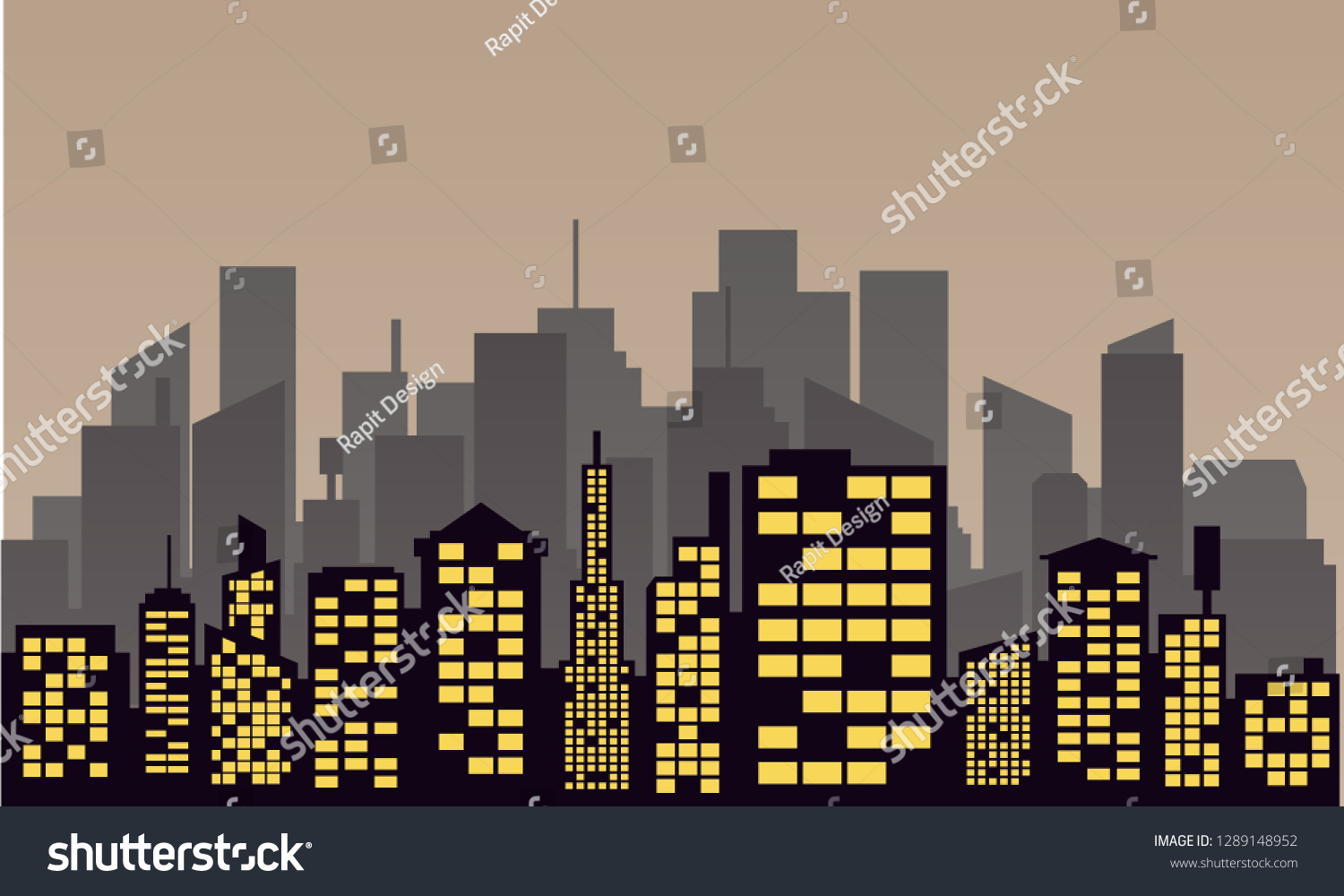 Modern Skyline City Windows Vector Illustration Stock Vector (Royalty ...