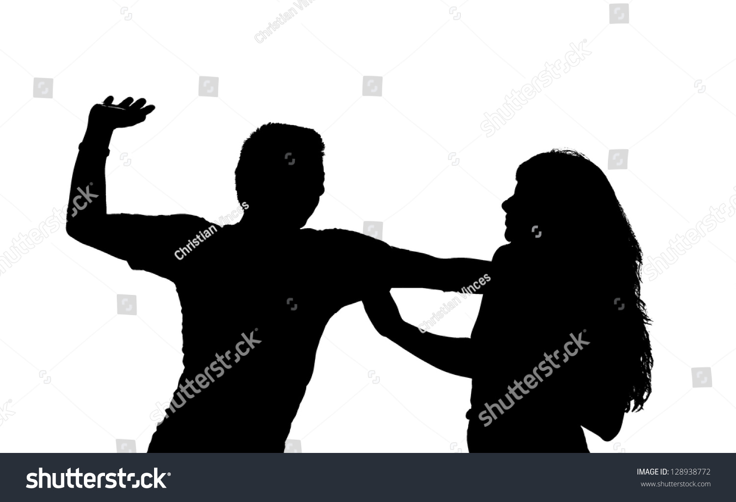 Silhouette Man Slapping Woman Stock Photo 128938772   Shutterstock