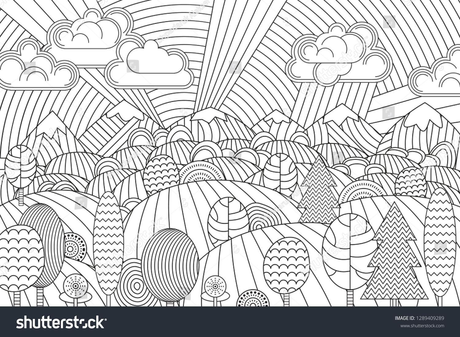 Landscape Geometric Elements Lines Anti Stress Stock Vector (Royalty ...