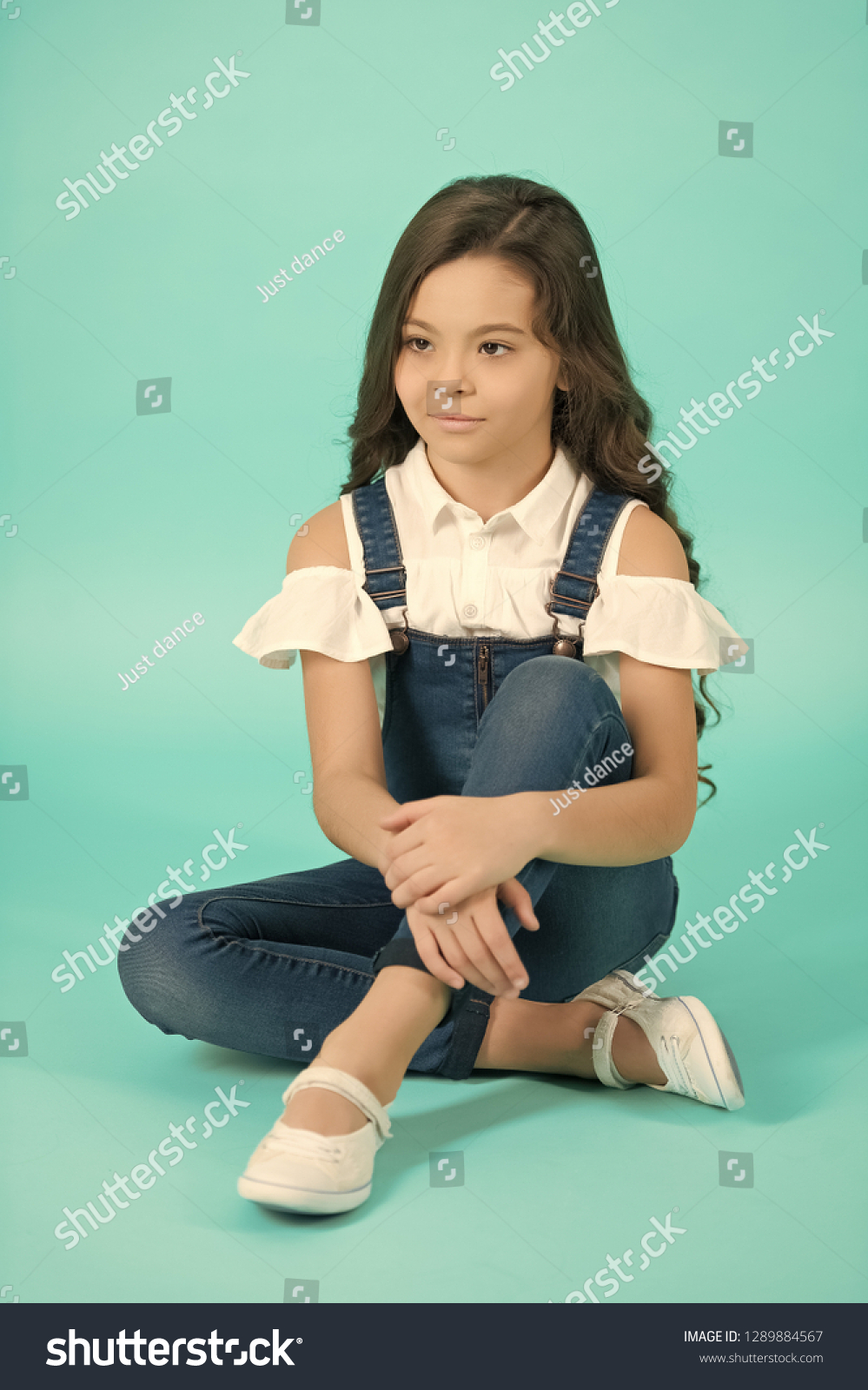 Child Model Jeans Overall Sit On Stock Photo 1289884567 | Shutterstock