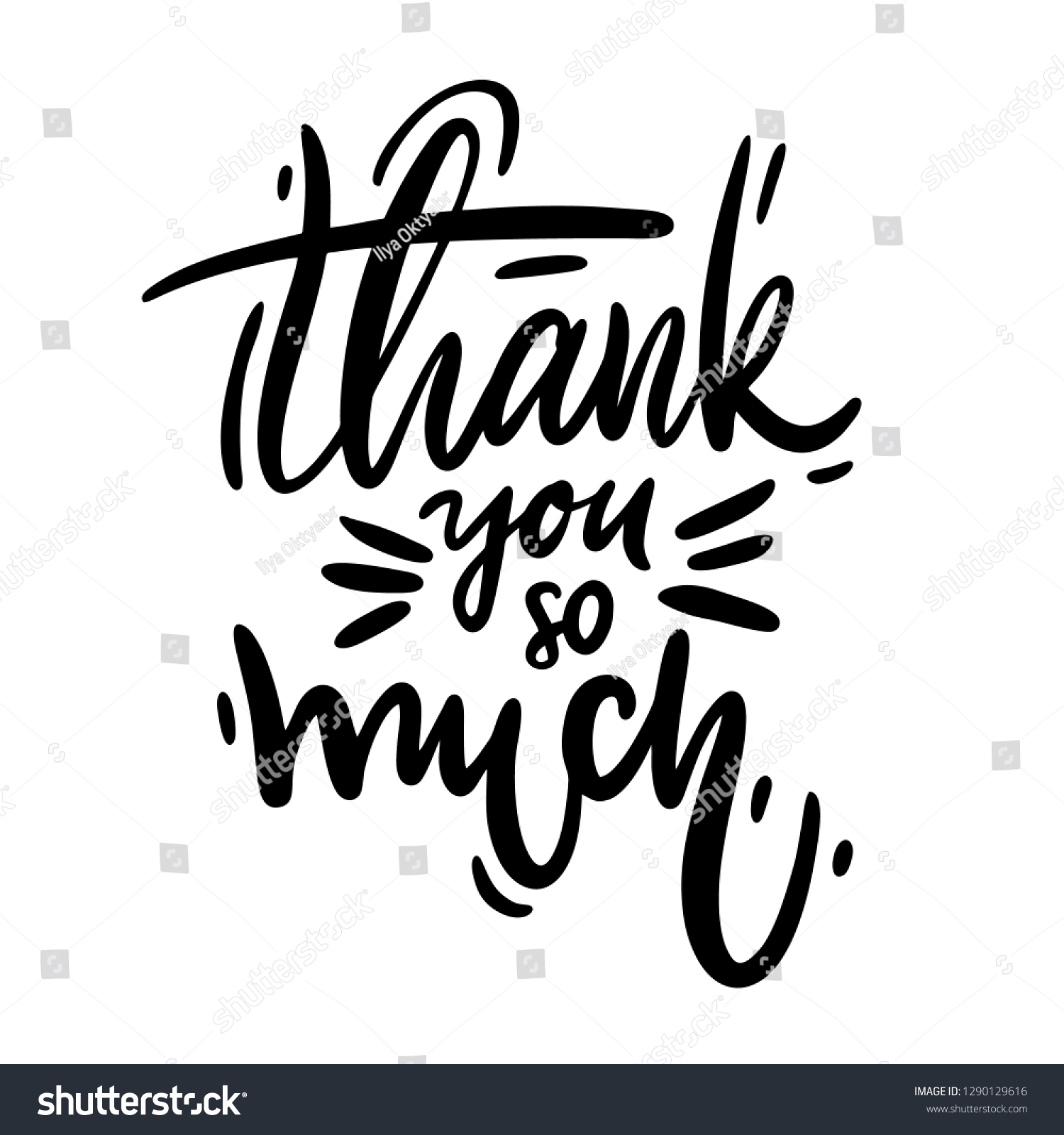 Thank You Much Card Hand Drawn Stock Vector (Royalty Free) 1290129616 ...