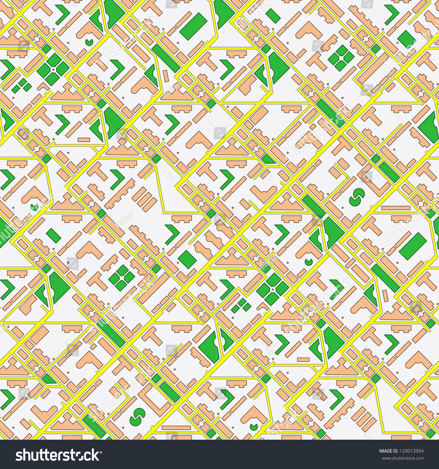 Abstract Schematic Map City Seamless Background Stock Illustration ...