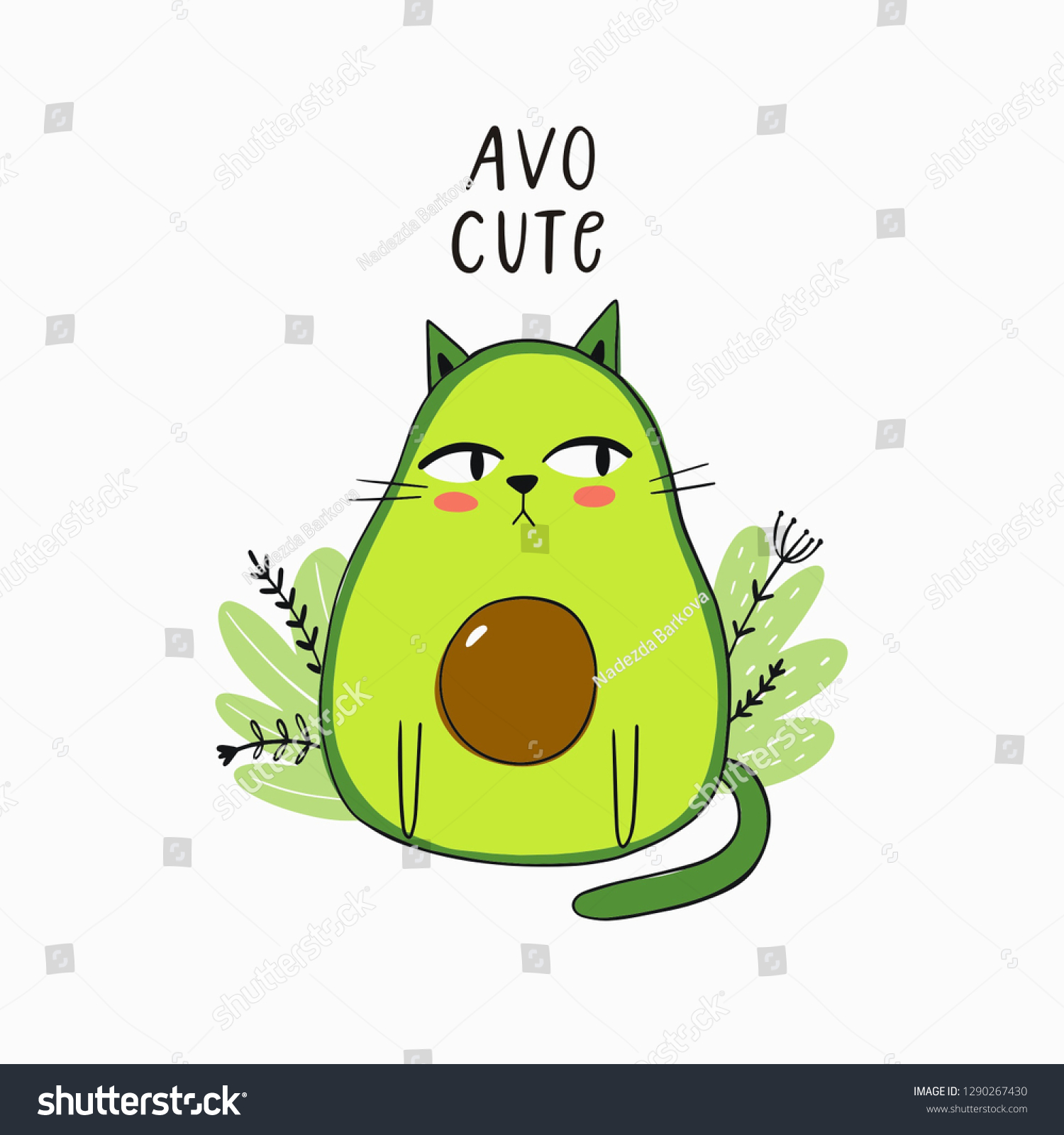 Рисунок авокадо котик