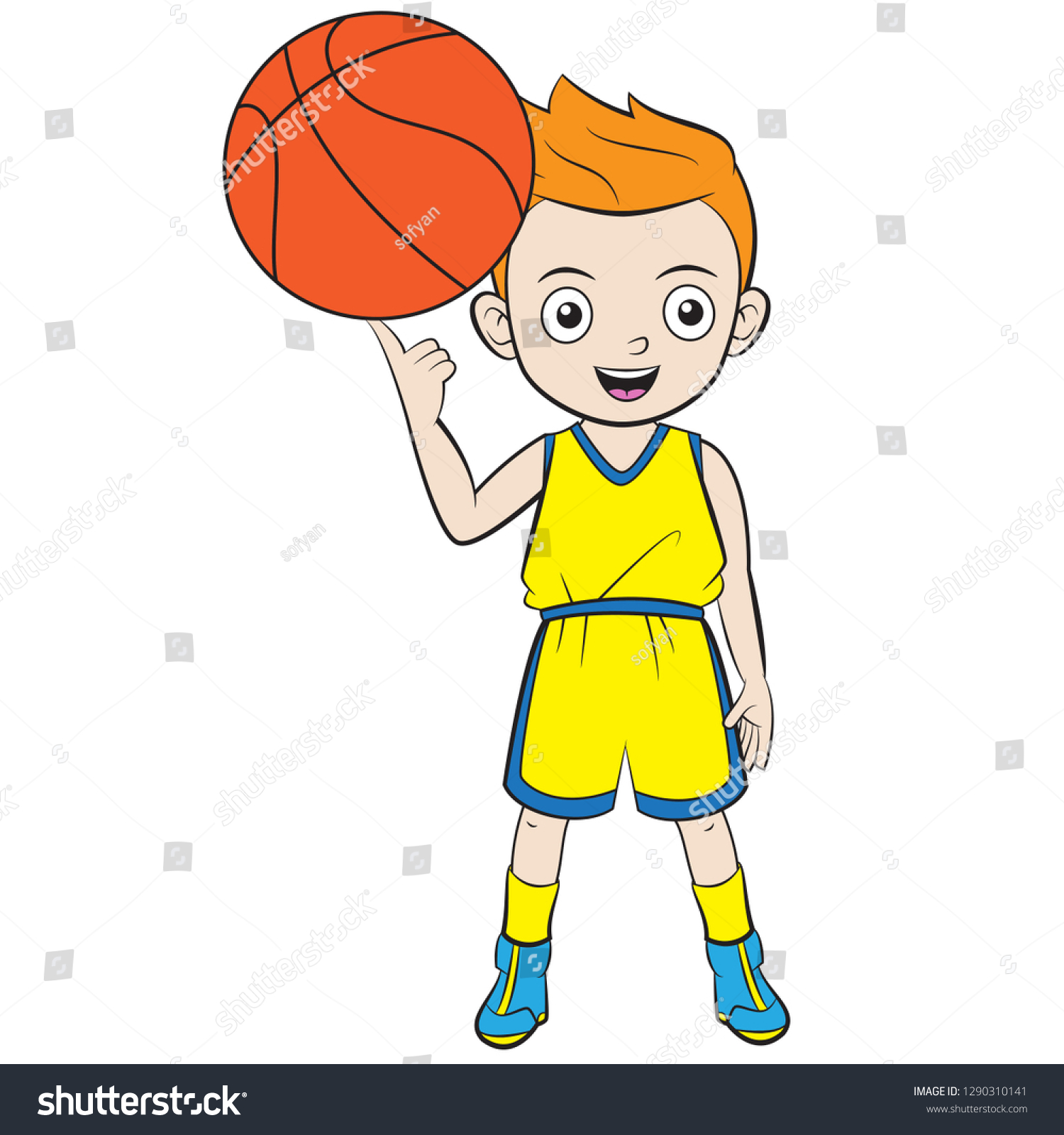 Cartoon Boy Playing Basketball Coloring By Stock Vector (Royalty Free ...
