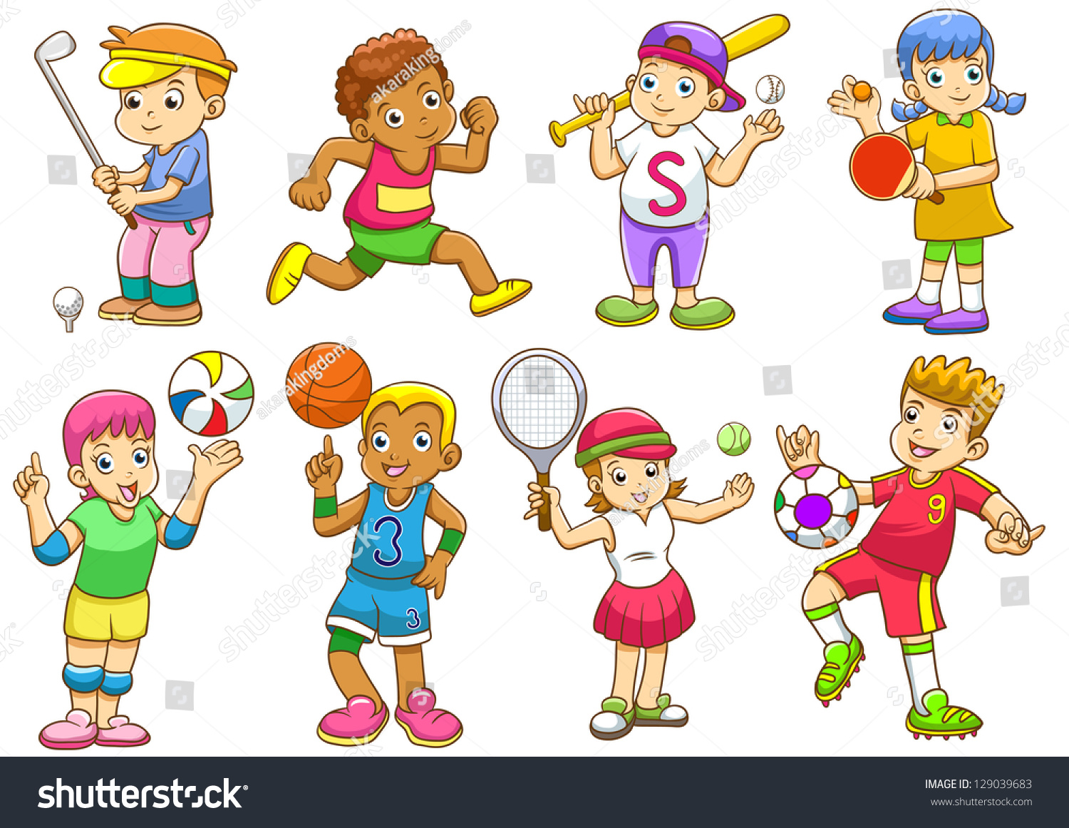 Illustration Children Playing Different Sports Eps8 Stock Vector ...