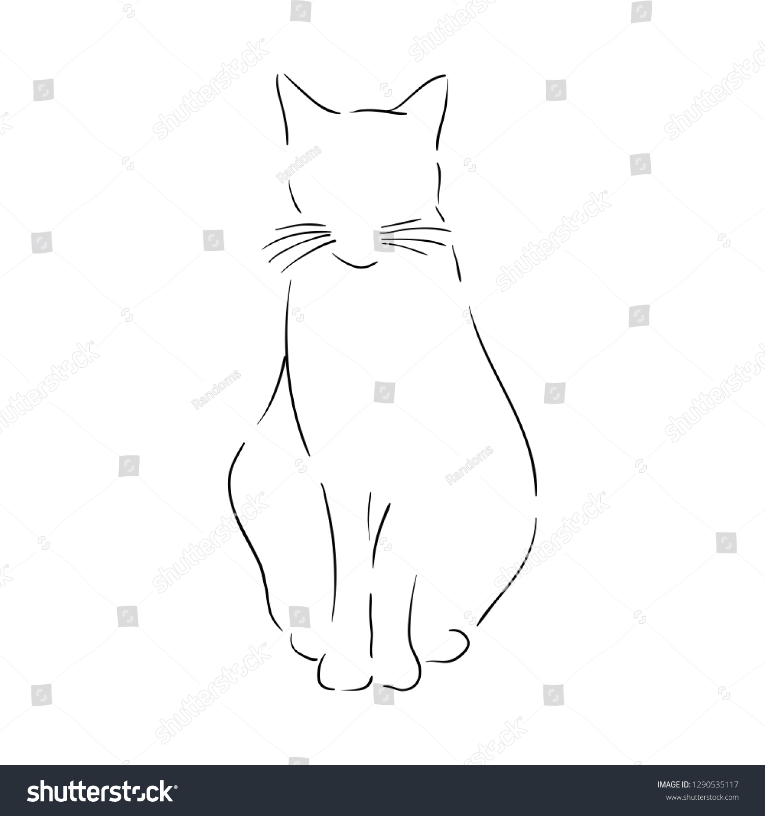 Minimalist Cat Black White Illustration Stock Vector (Royalty Free ...