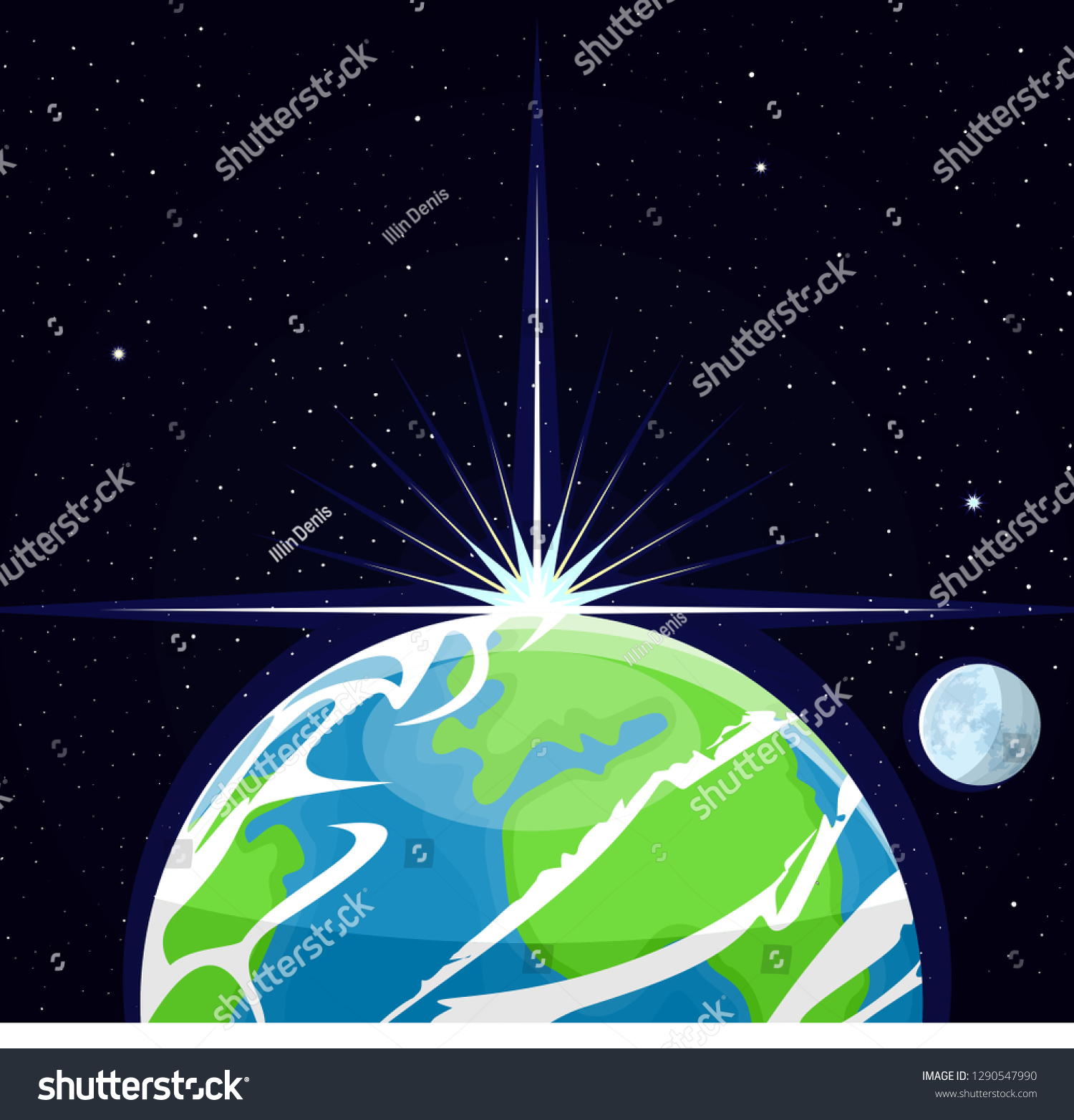 Image Planet Earth Suns Rays Illuminate Stock Vector (Royalty Free ...